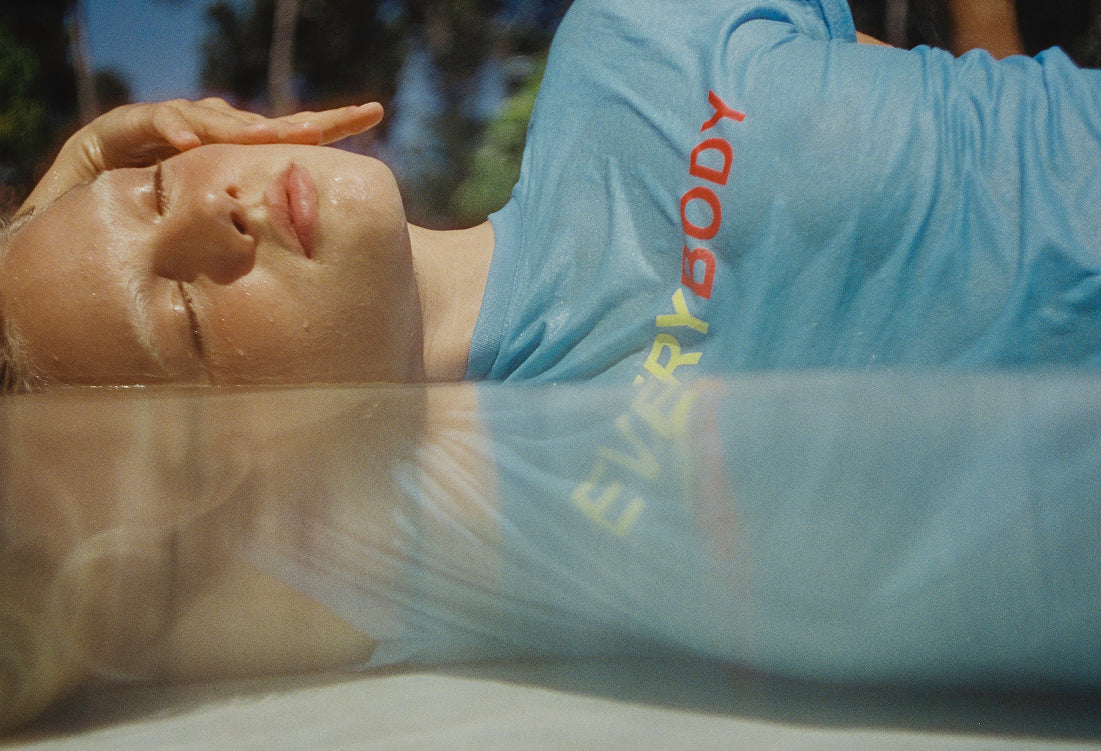 Joe Sweeney for Hunza G Slogan Tee Pale Blue