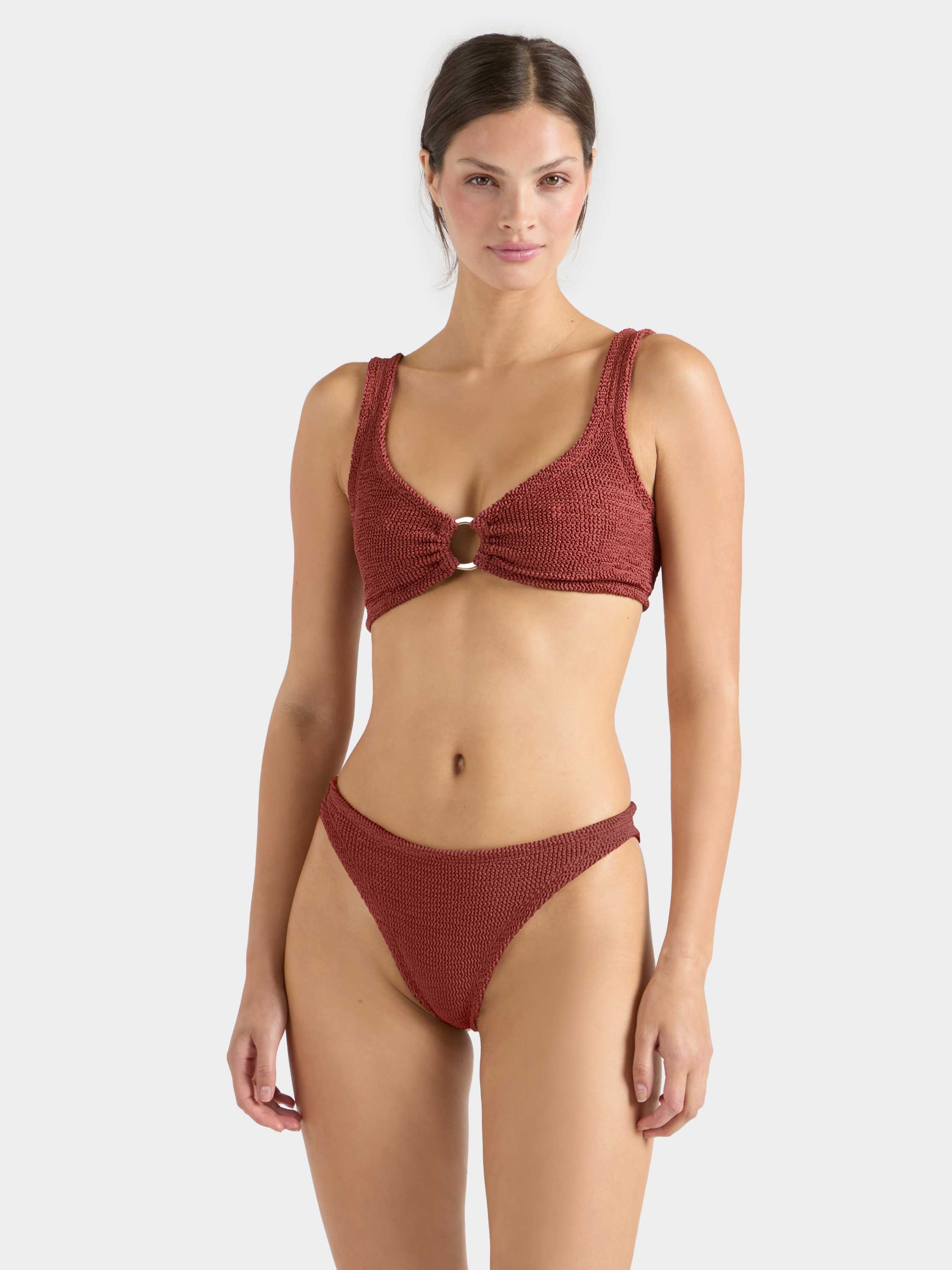 Julia With Gold Hoop Bikini - Metallic Rosewood