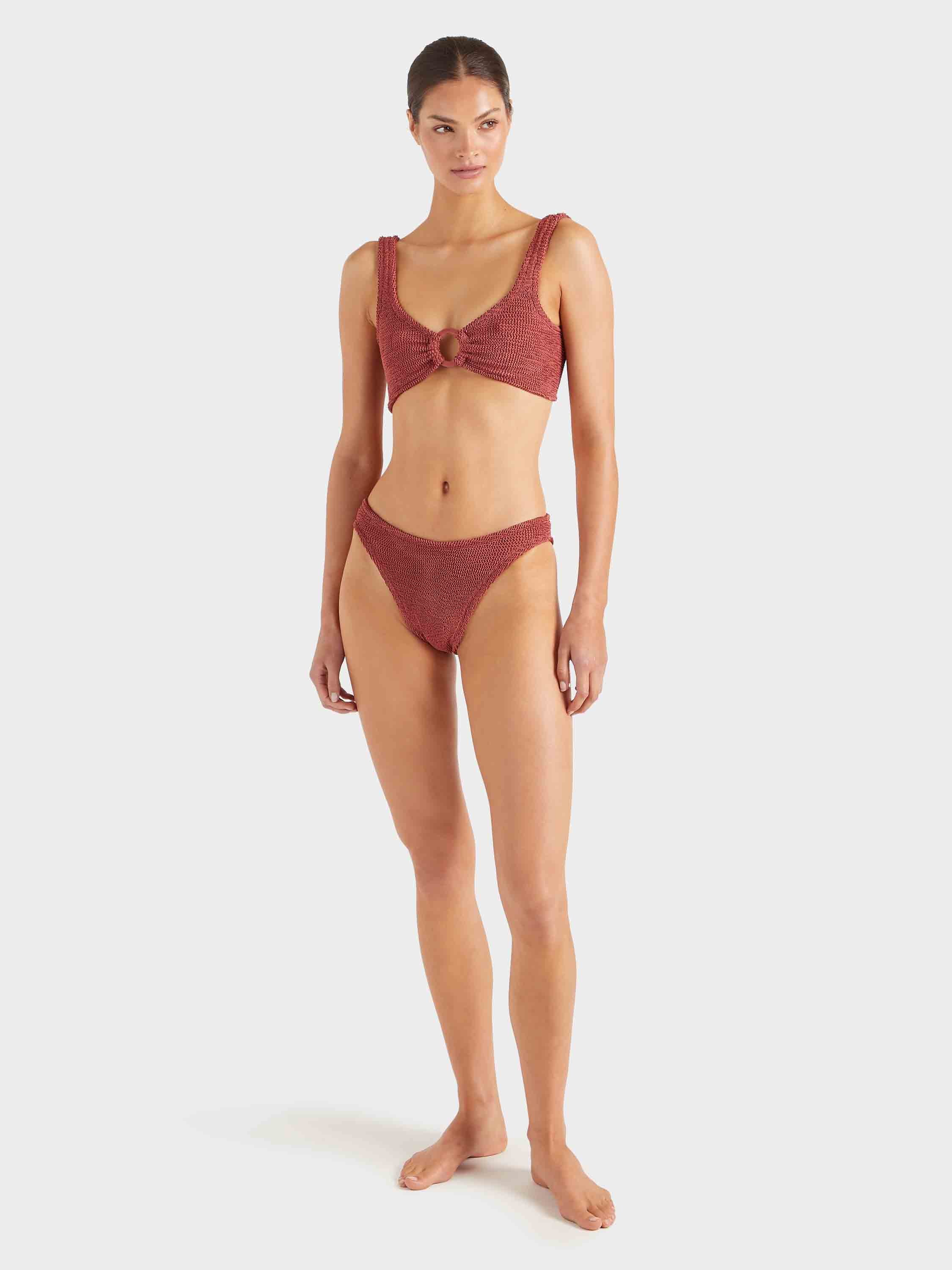 Julia Bikini With Tonal Hoops - Metallic Rosewood