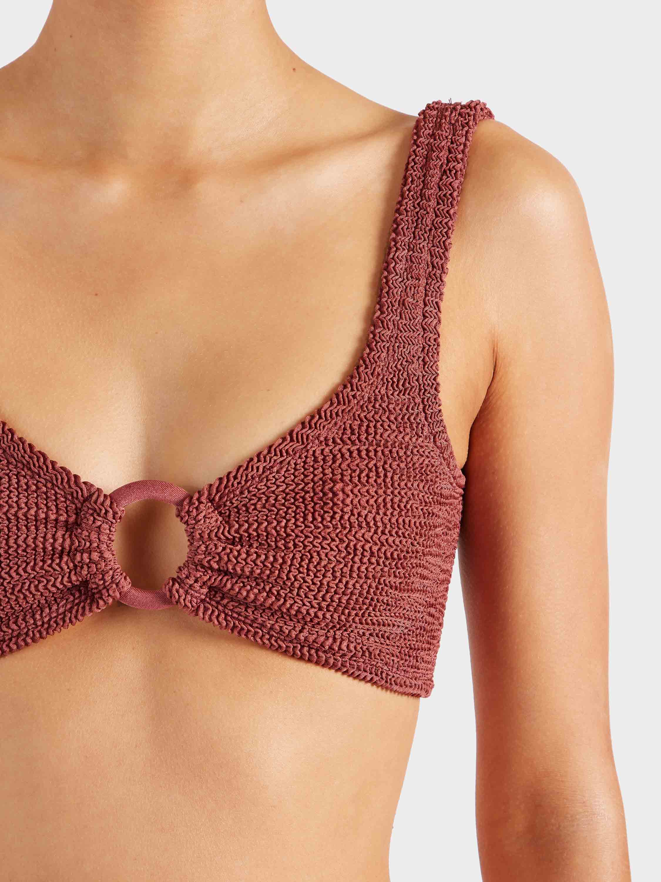 Julia Bikini With Tonal Hoops - Metallic Rosewood