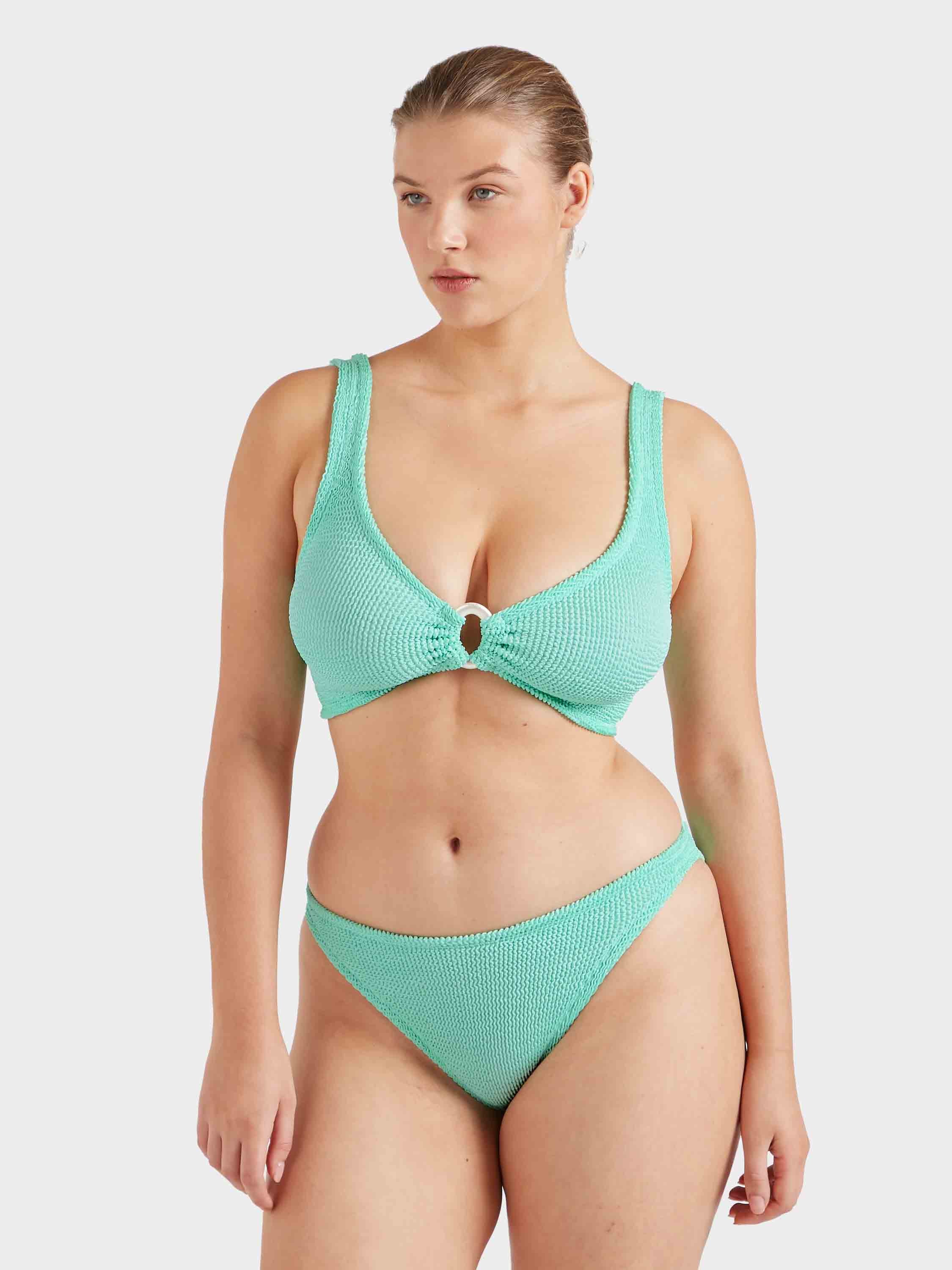 Julia Bikini With Pearly Hoop - Metallic Mint