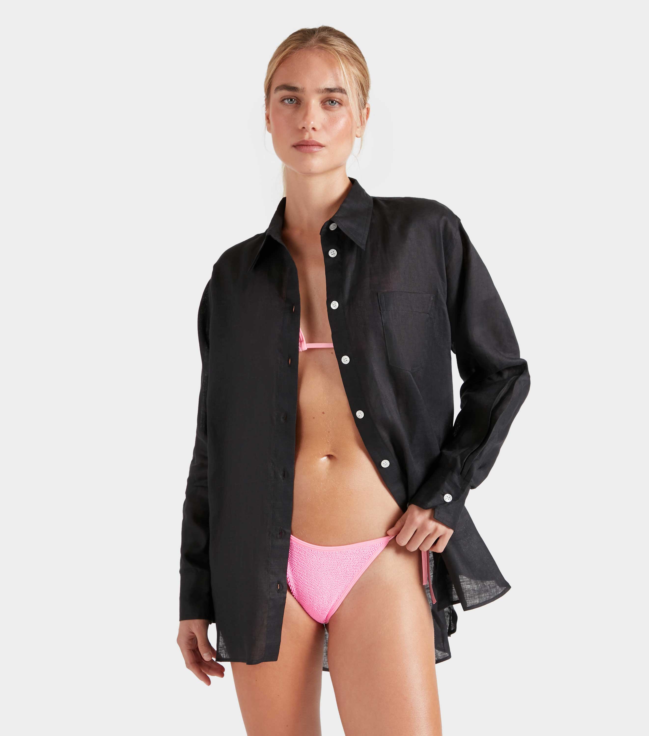 Linen Oversized Shirt - Black