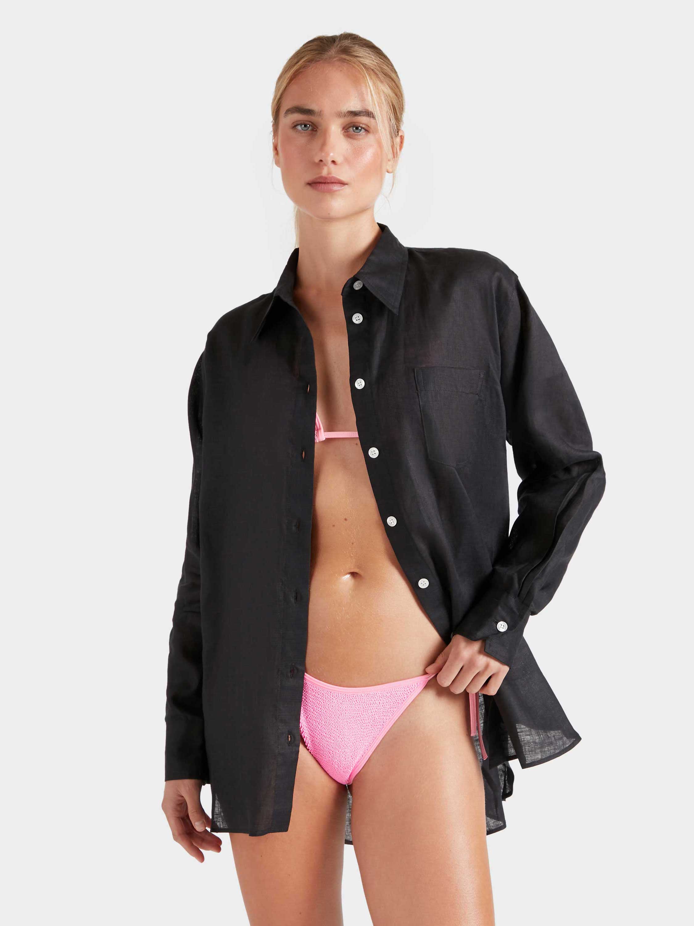 Linen Oversized Shirt - Black