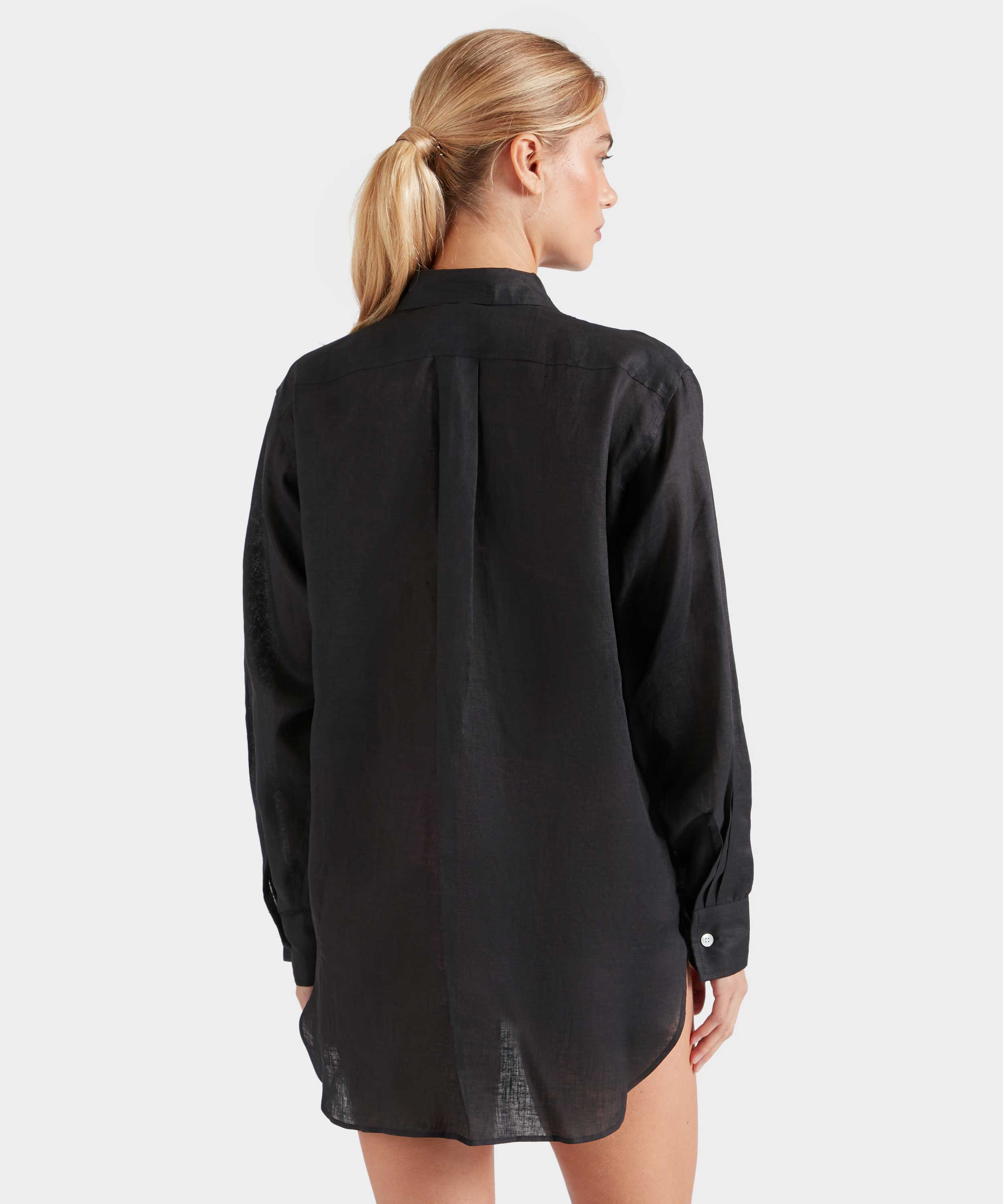 Linen Oversized Shirt - Black