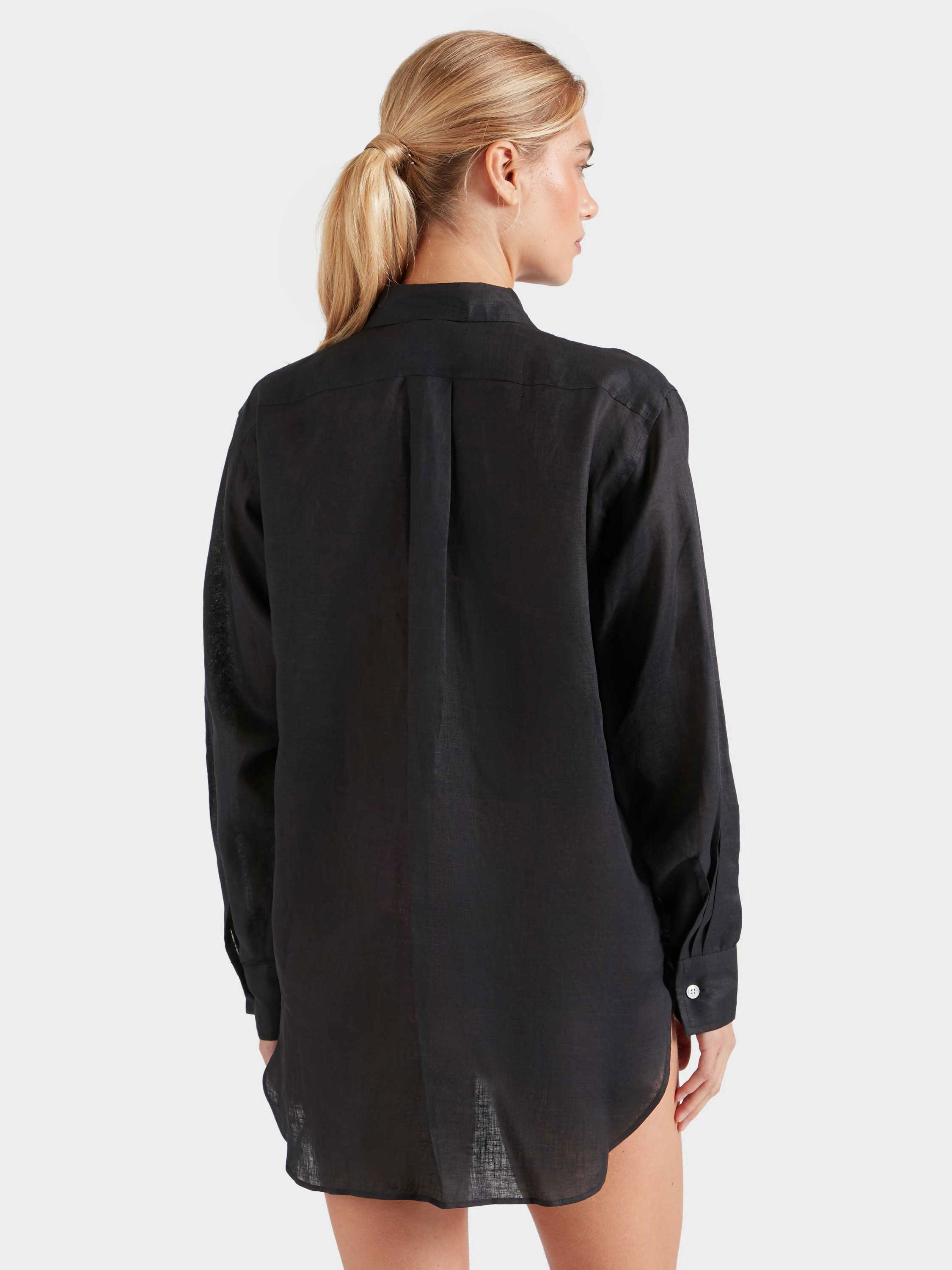Linen Oversized Shirt - Black