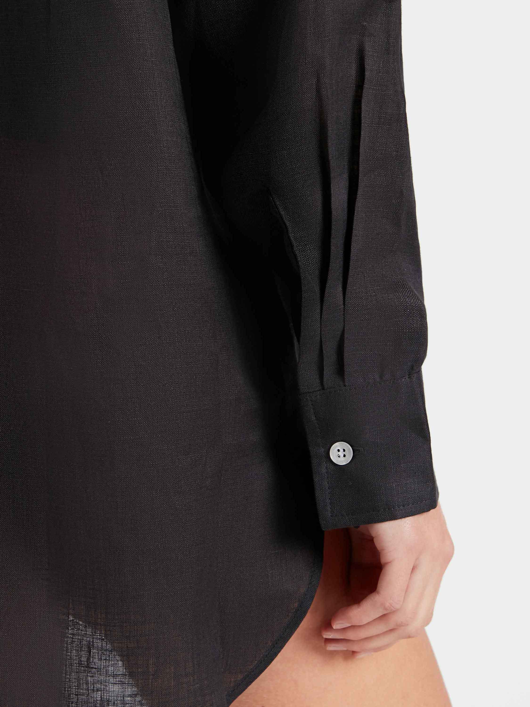 Linen Oversized Shirt - Black