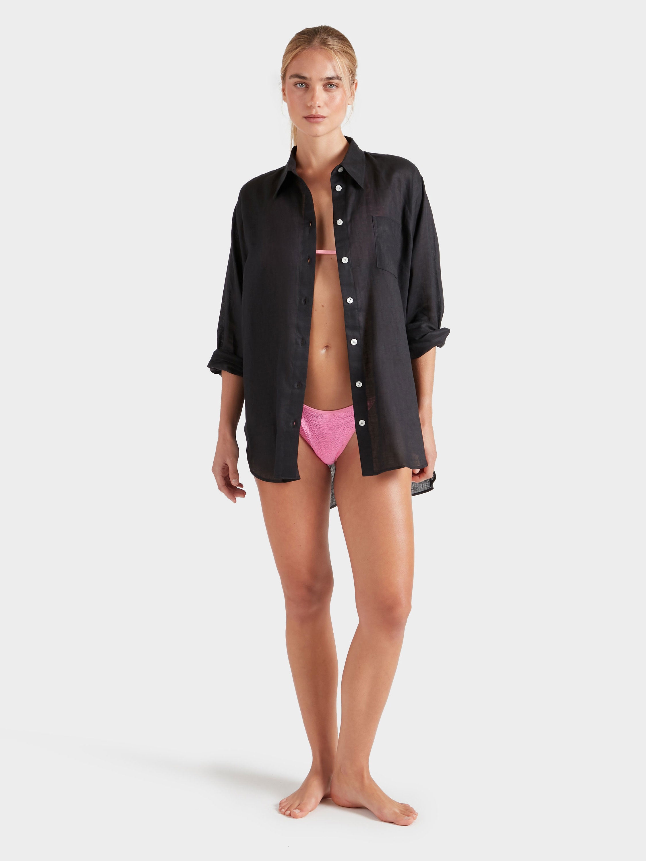 Linen Oversized Shirt - Black