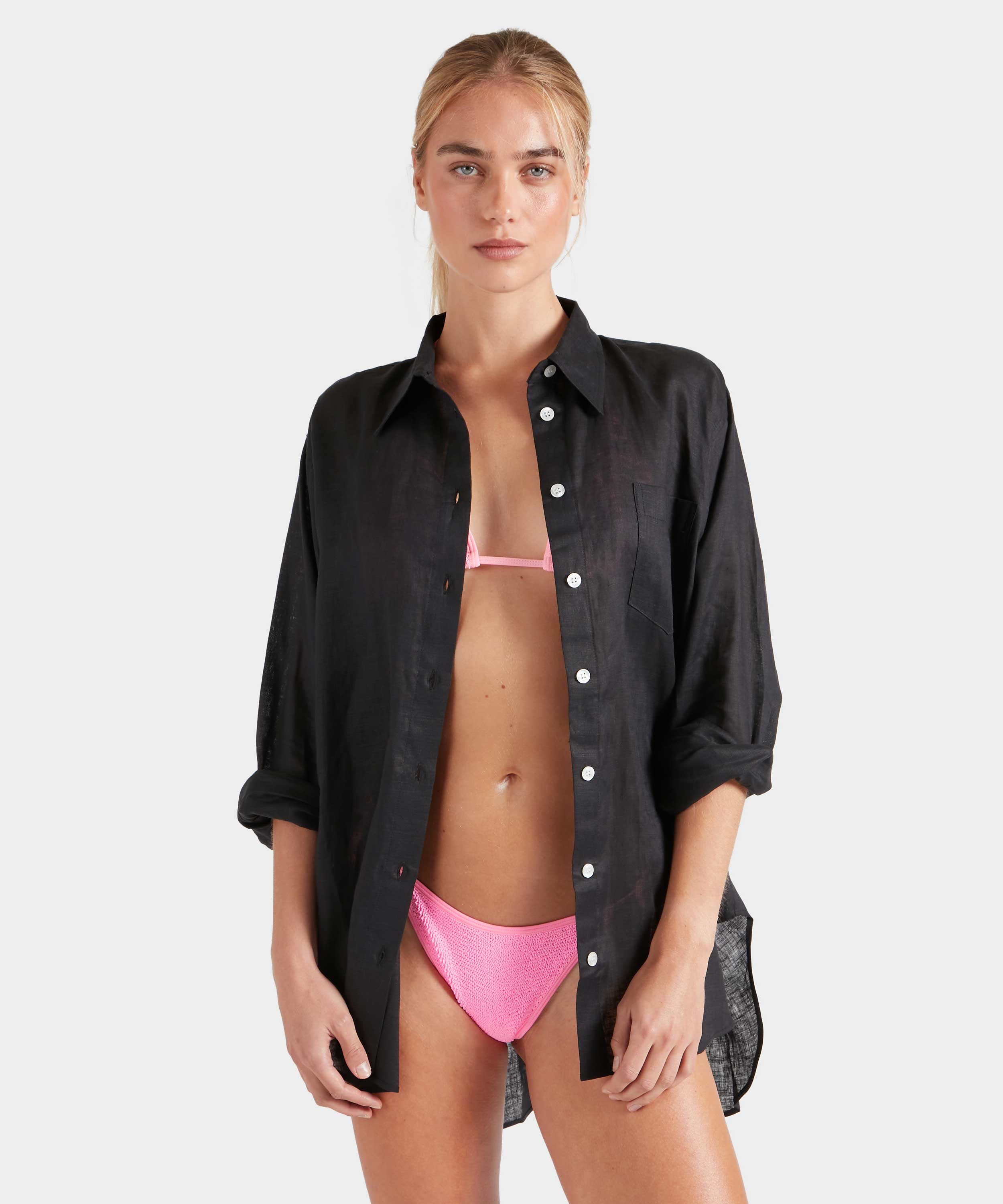 Linen Oversized Shirt - Black