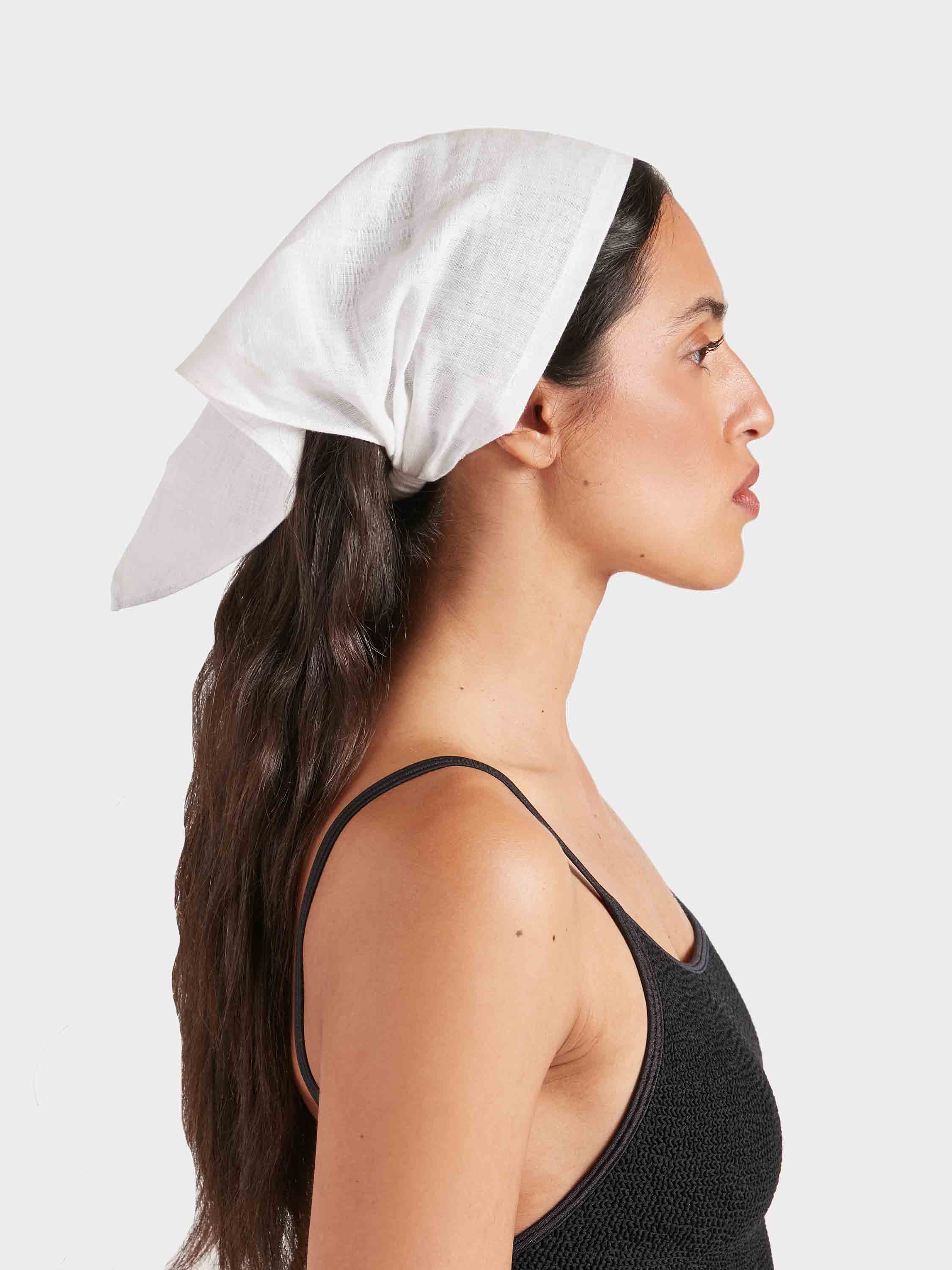 Sofia Linen Headscarf - White