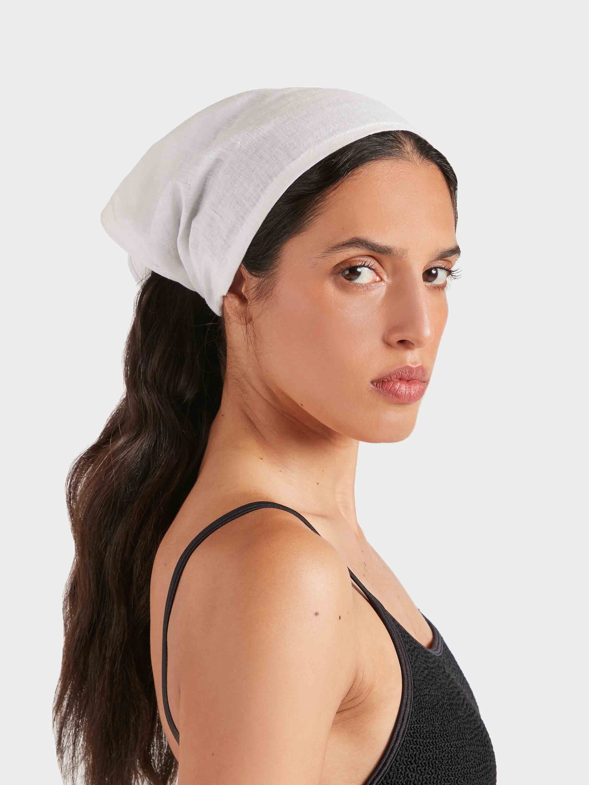 Sofia Linen Headscarf - White