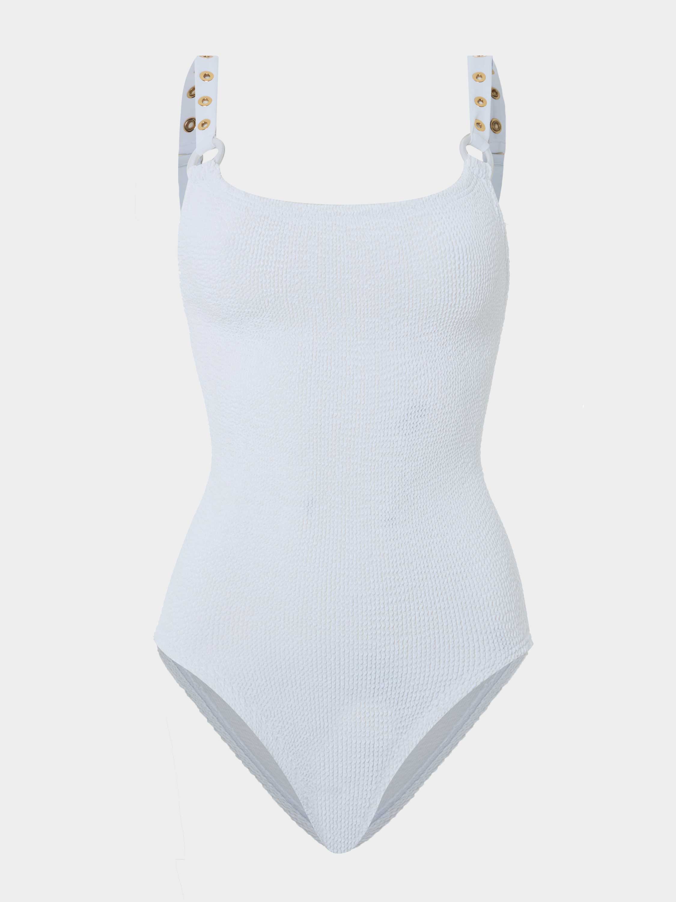 Melody Eyelet Swim - White/Gold