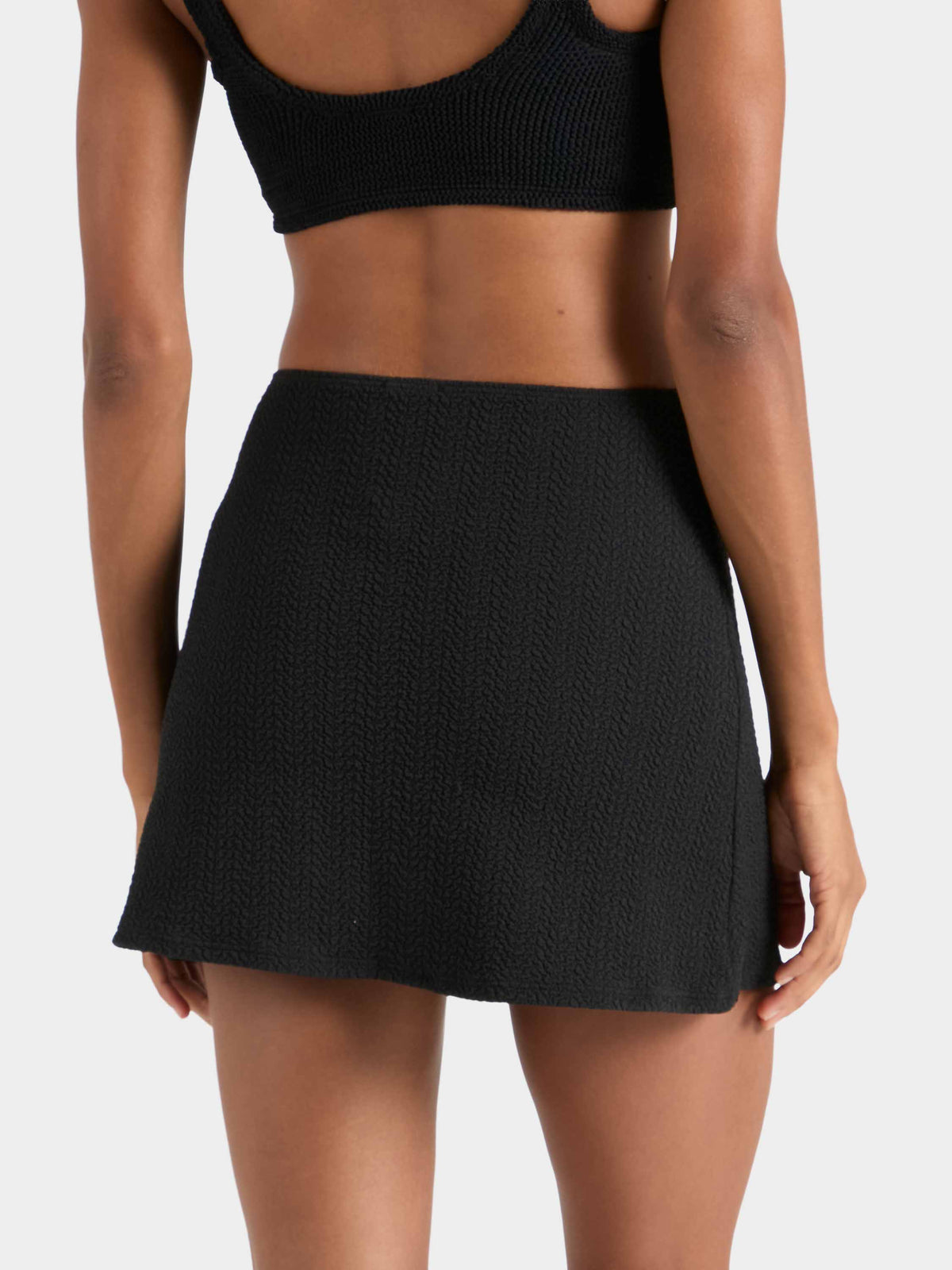 Mini Skirt With T Bar - Black
