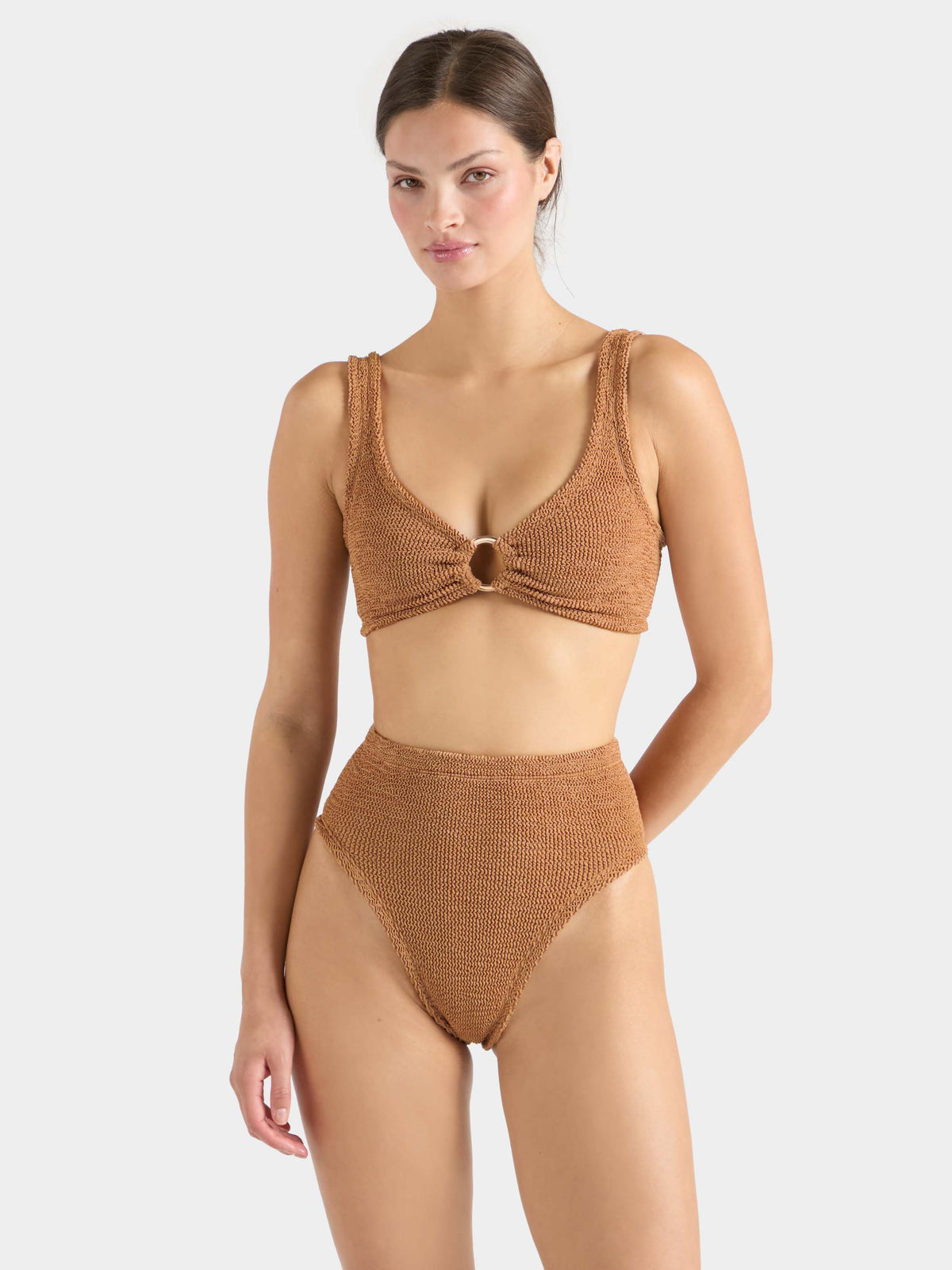 Nadine With Gold Hoop Bikini - Metallic Cocoa