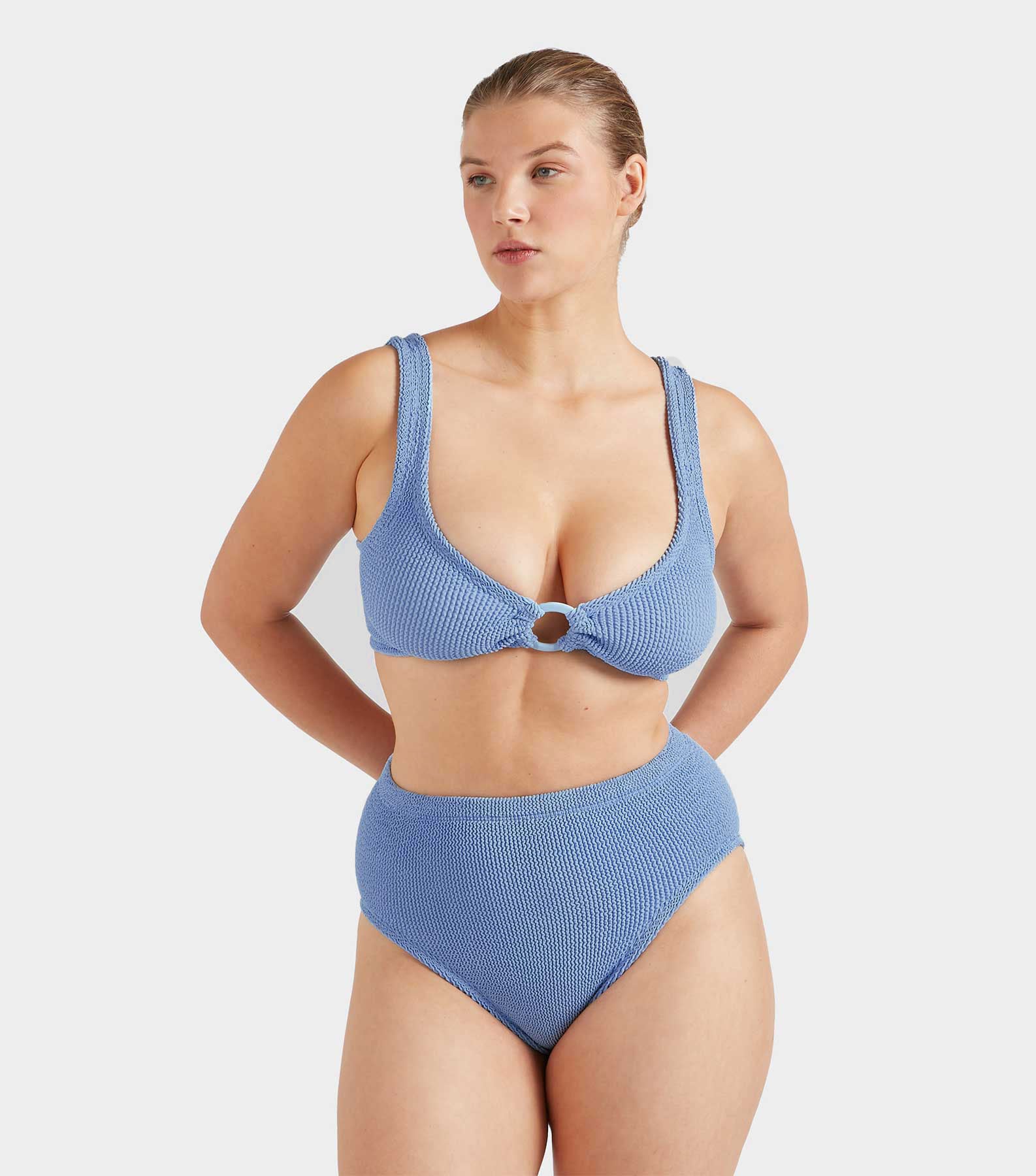 Nadine Bikini With Tonal Hoops - Cornflower
