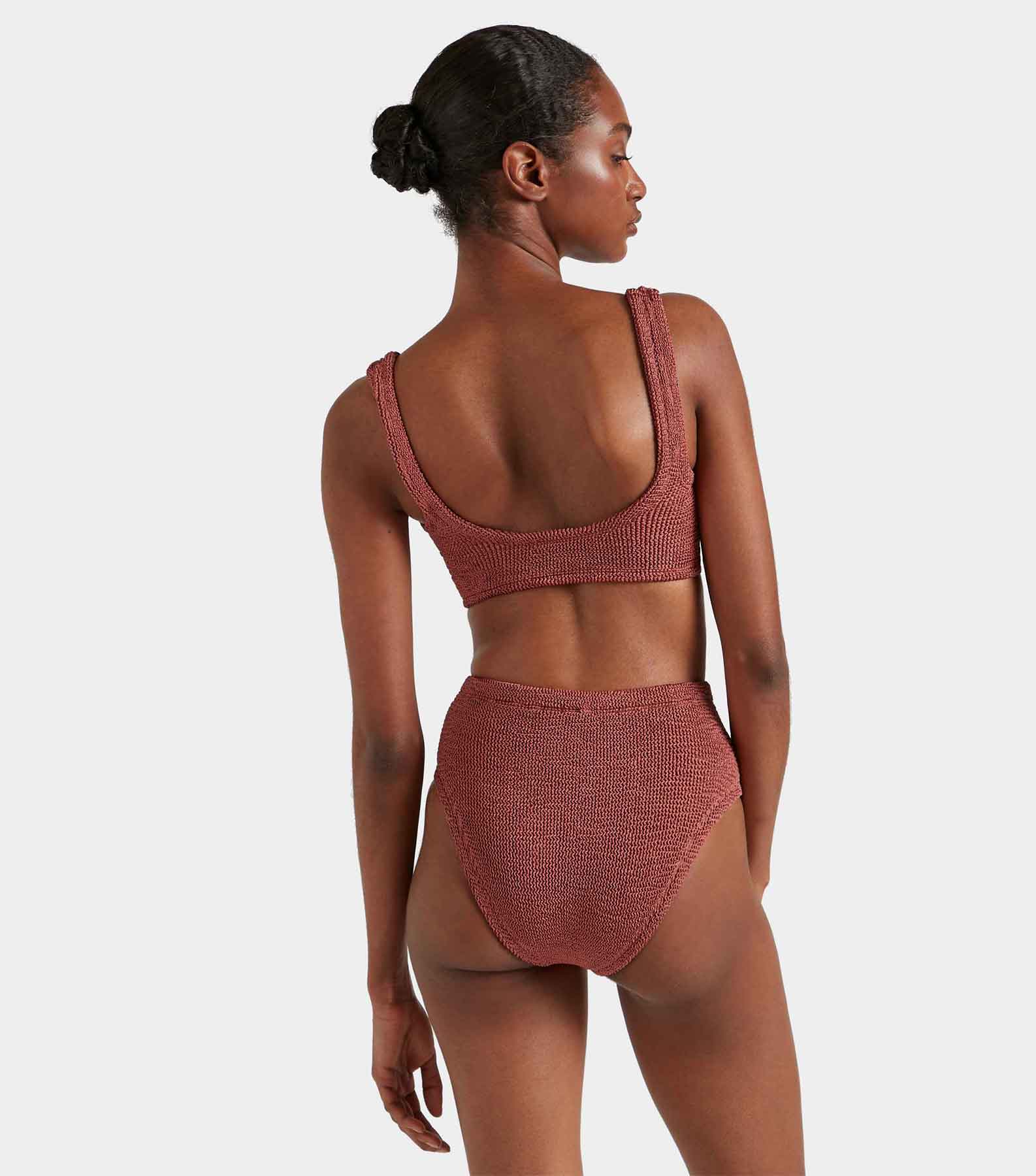 Nadine Bikini With Tonal Hoops - Metallic Rosewood