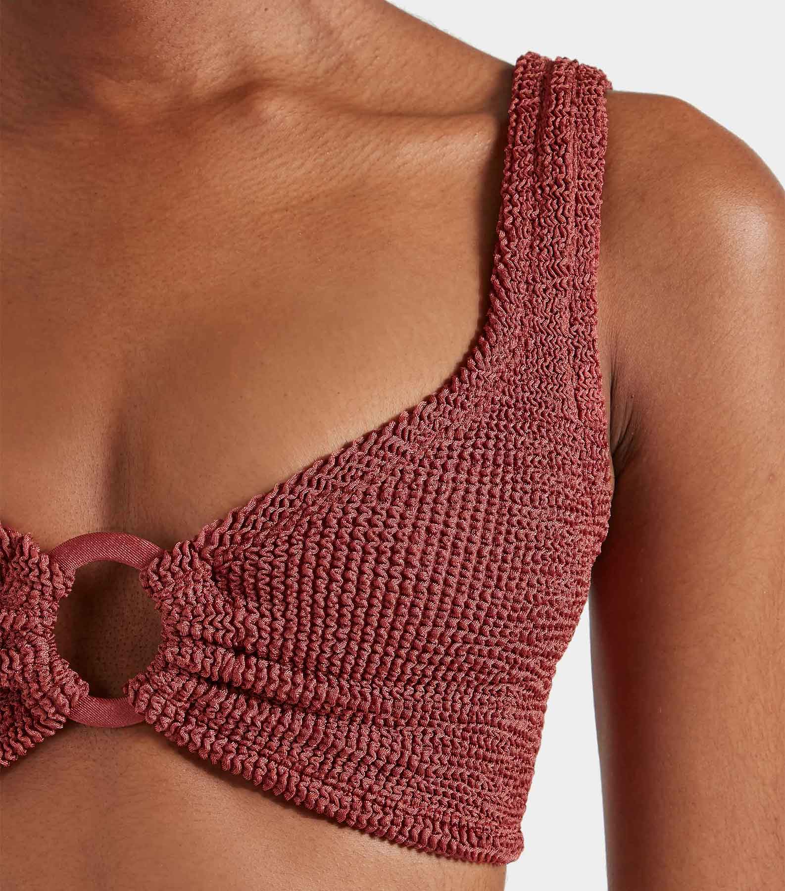 Nadine Bikini With Tonal Hoops - Metallic Rosewood