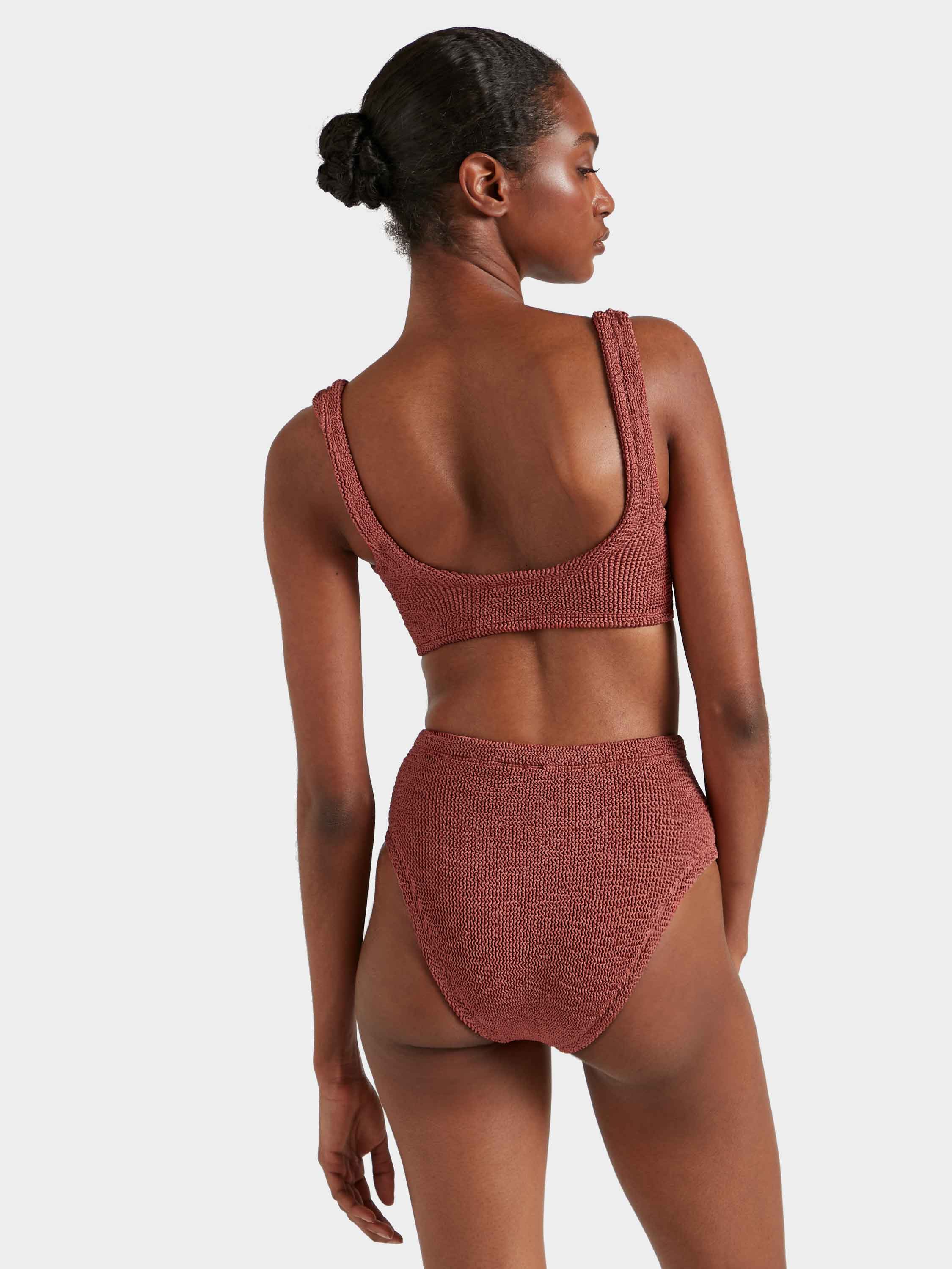 Nadine Bikini With Tonal Hoops - Metallic Rosewood