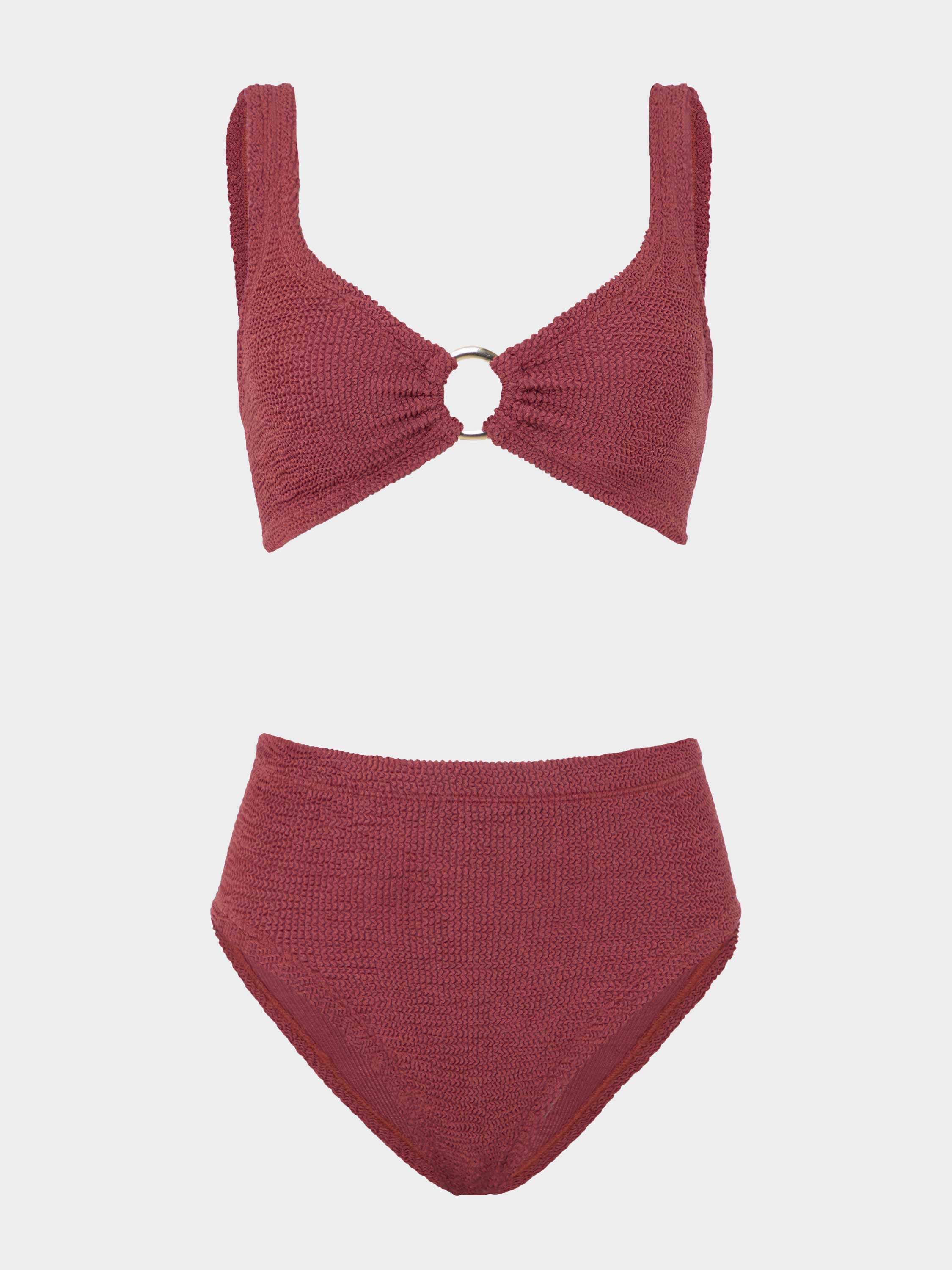 Nadine With Gold Hoop Bikini - Metallic Rosewood