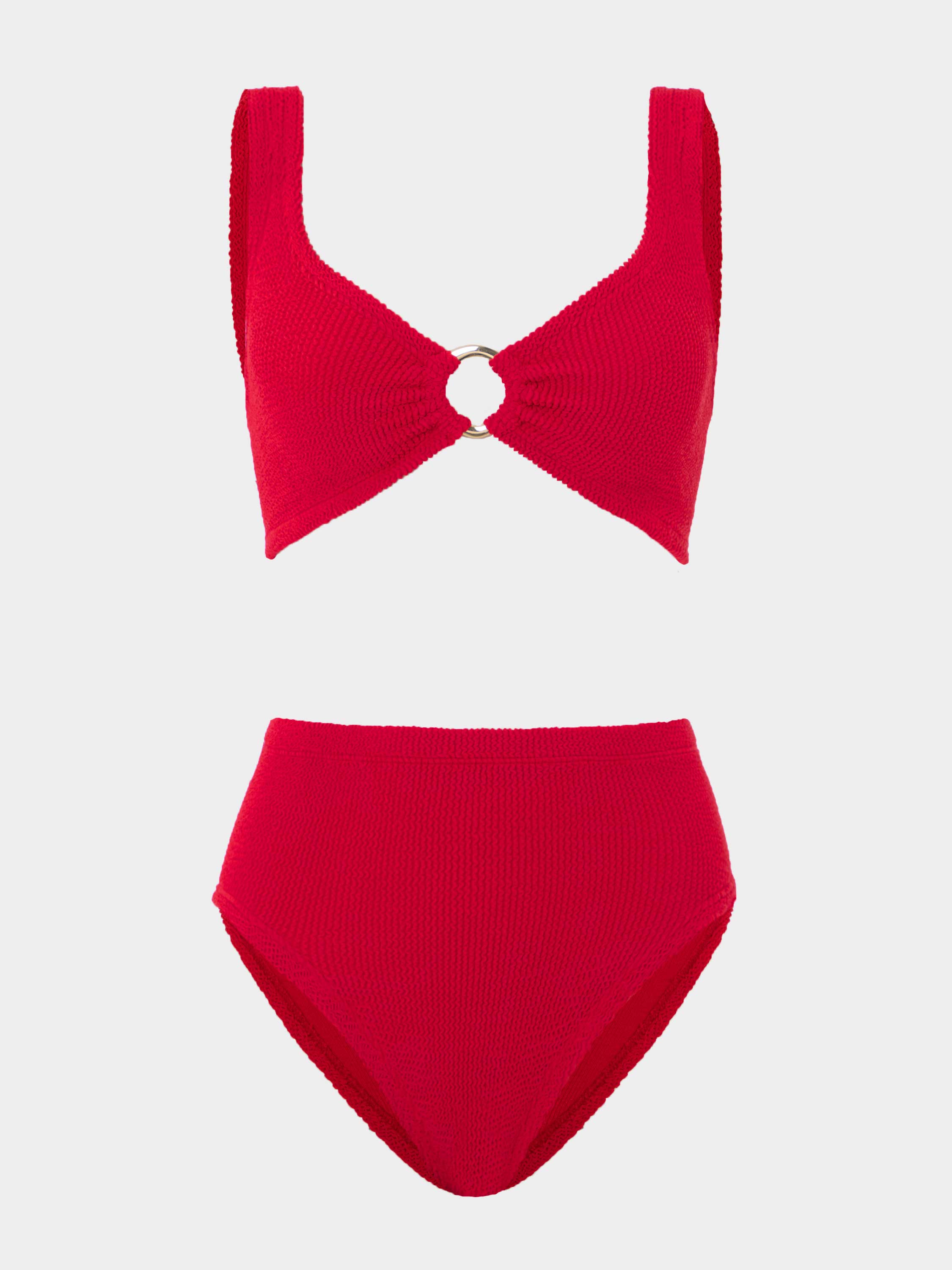 Nadine With Gold Hoop Bikini - Red
