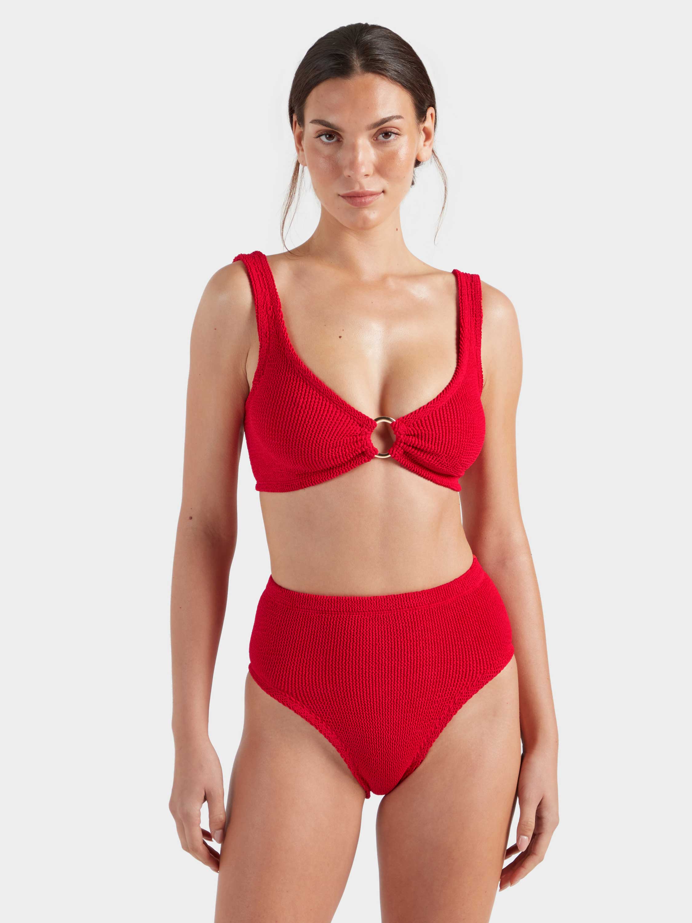 Nadine With Gold Hoop Bikini - Red
