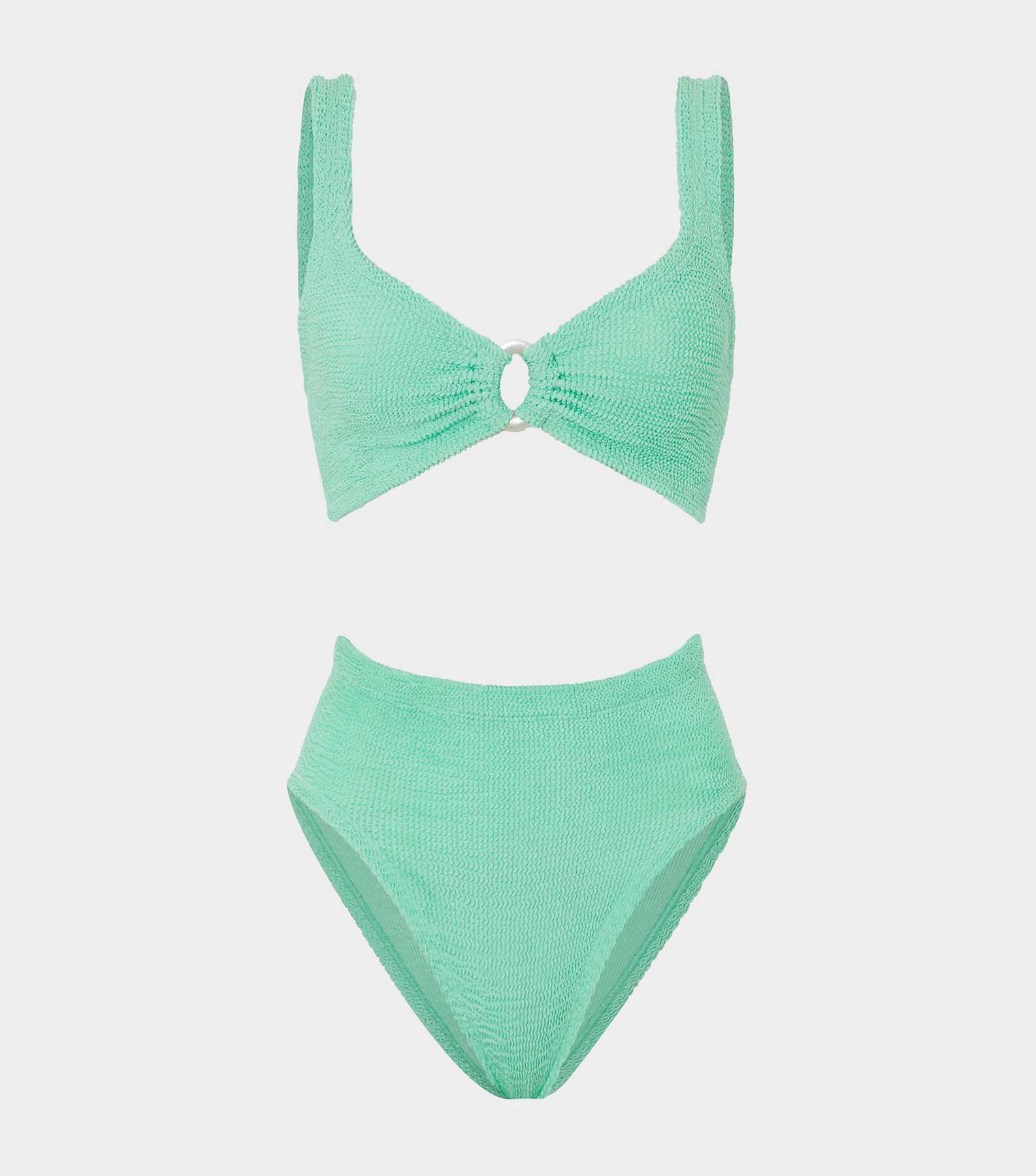 Nadine Bikini With Pearly Hoop - Metallic Mint
