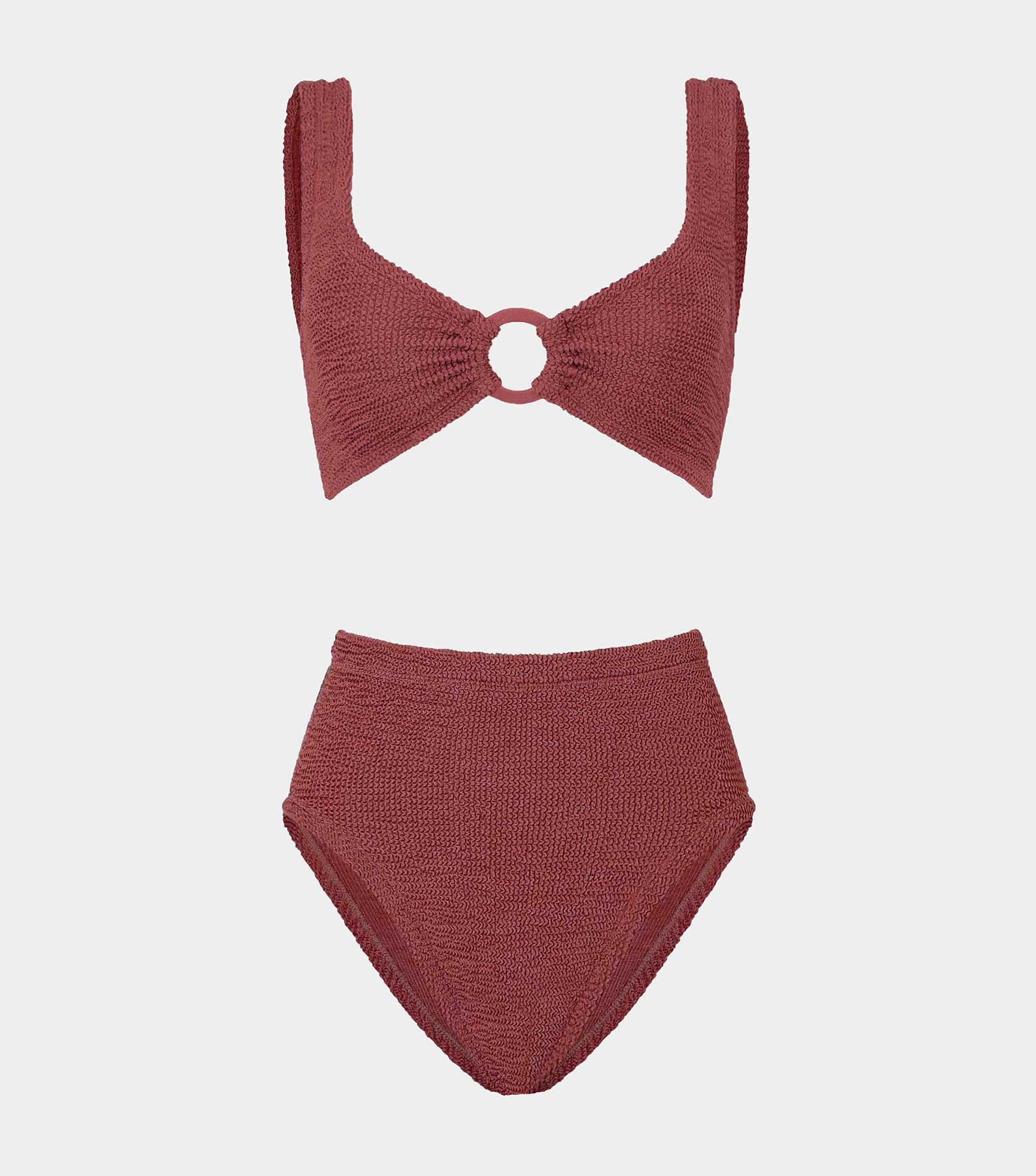 Nadine Bikini With Tonal Hoops - Metallic Rosewood