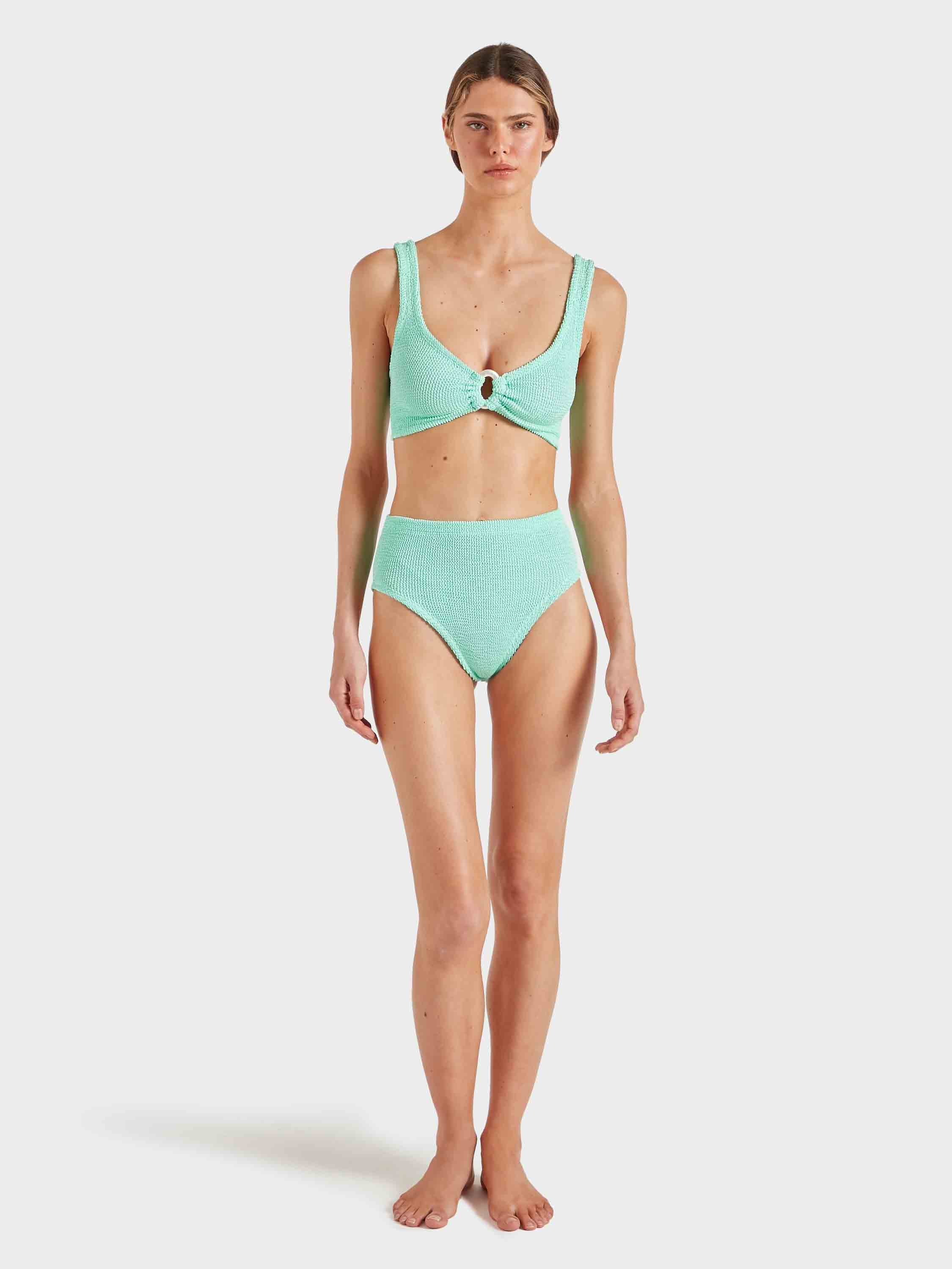Nadine Bikini With Pearly Hoop - Metallic Mint