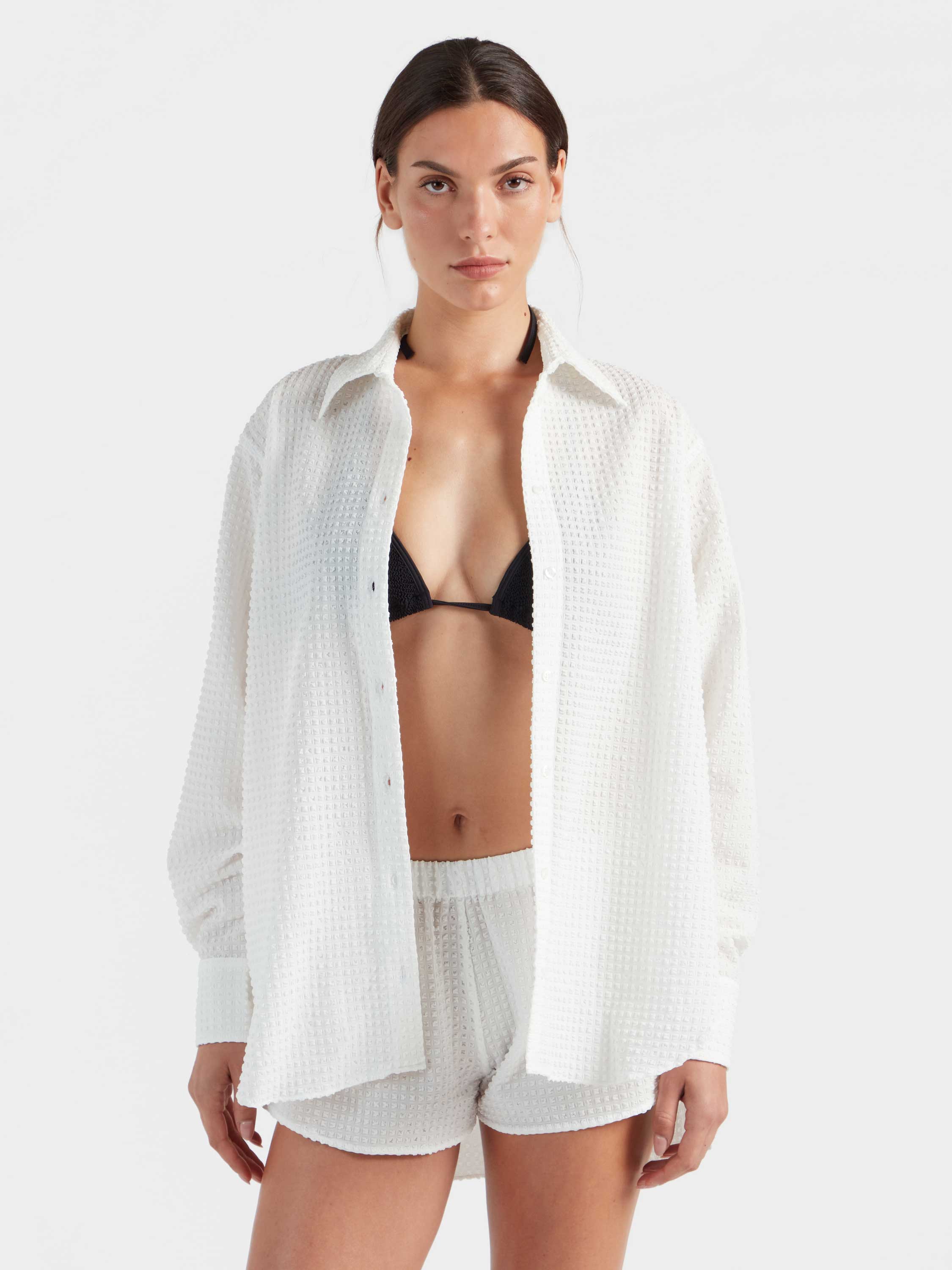 Resort Shirt - Seersucker White