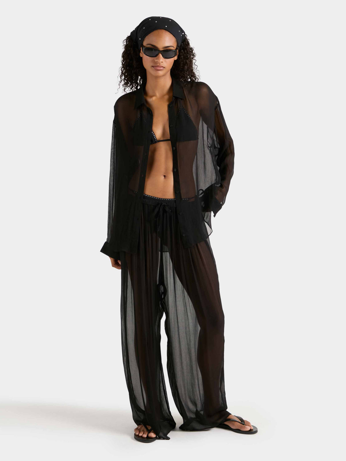 Oversized Shirt Sheer - Black