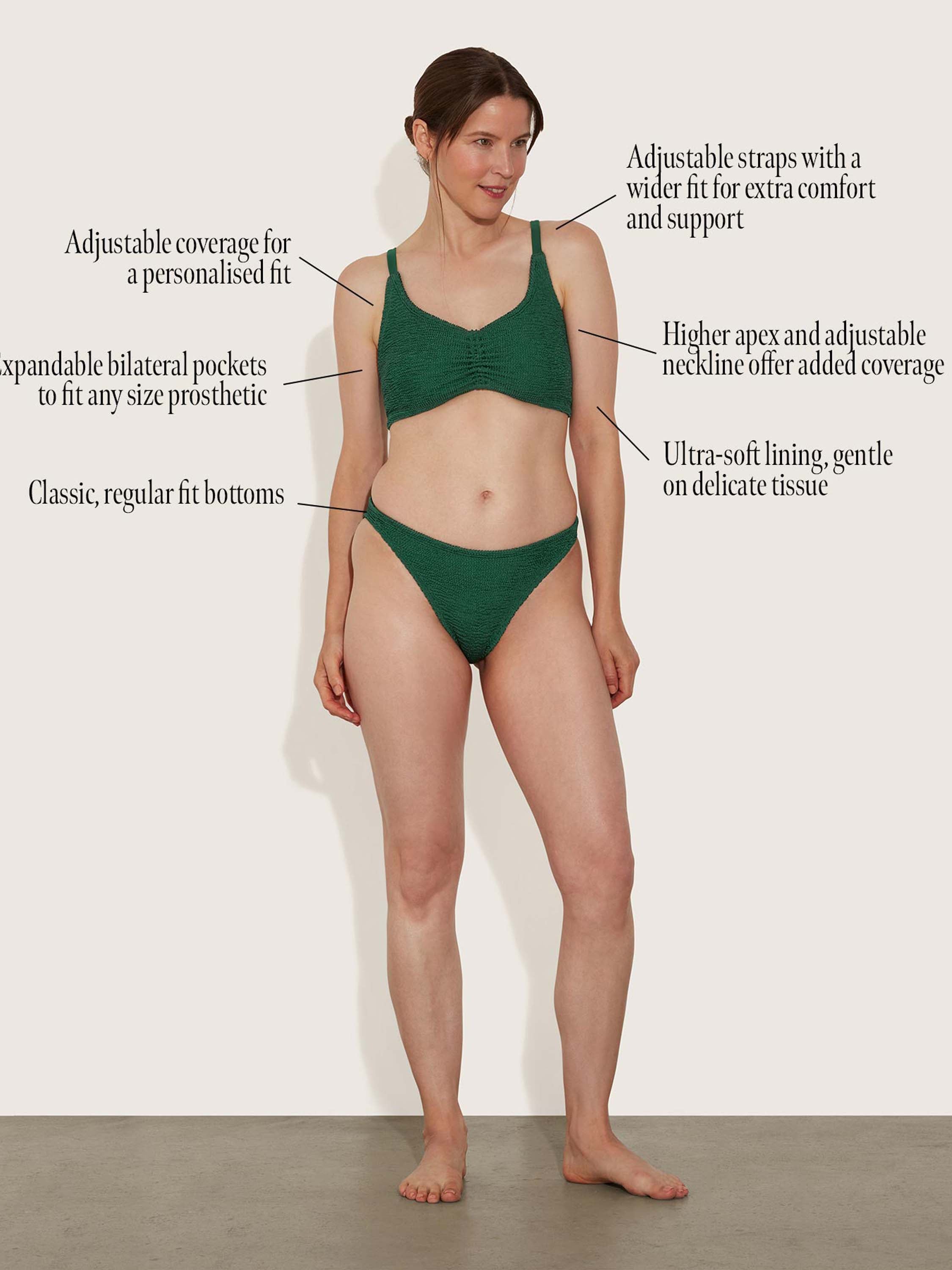 Post Mastectomy Bikini - Metallic Forest Green