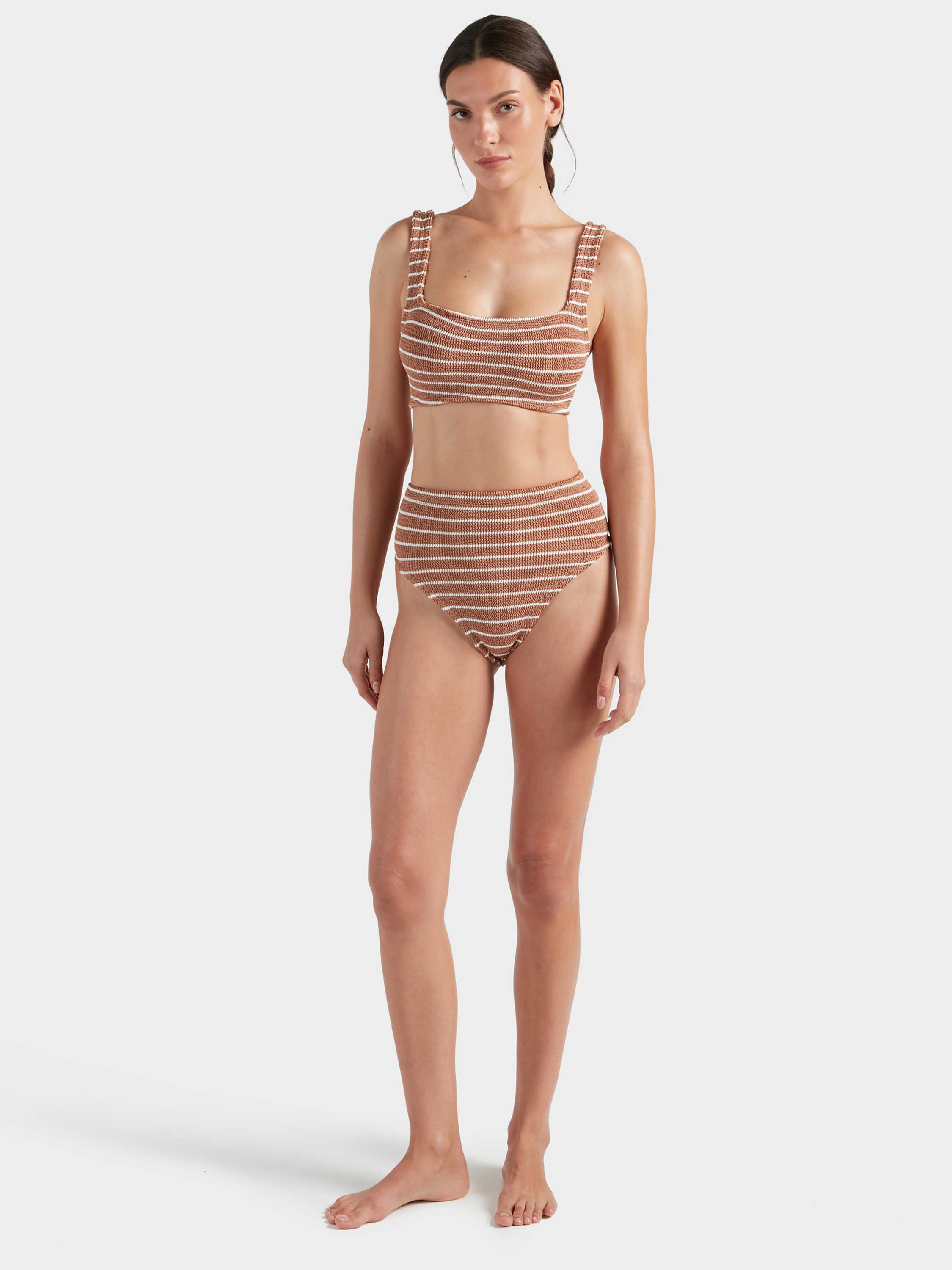 Patricia Bikini - Metallic Cocoa/White Stripe