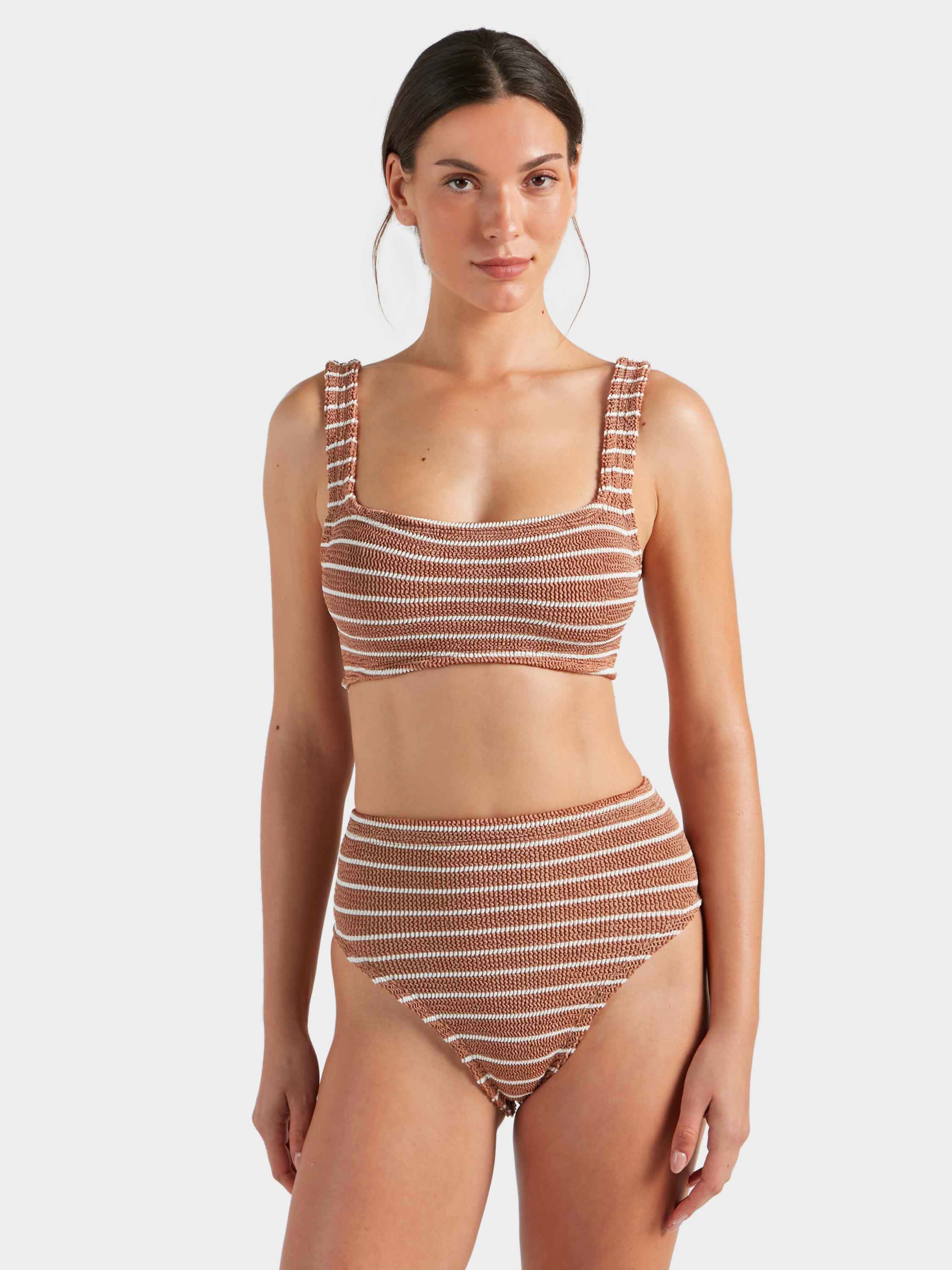 Patricia Bikini - Metallic Cocoa/White Stripe