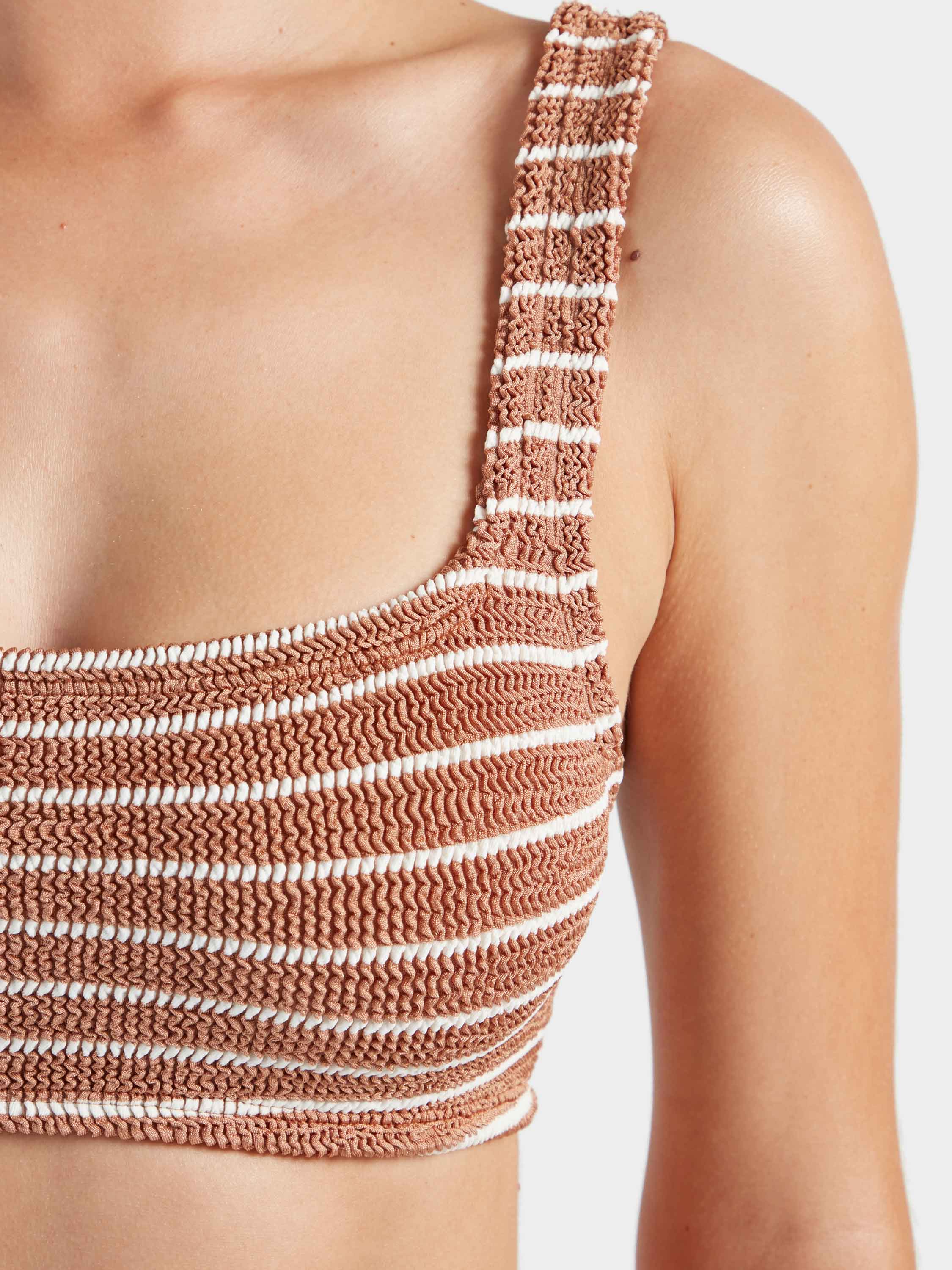 Patricia Bikini - Metallic Cocoa/White Stripe