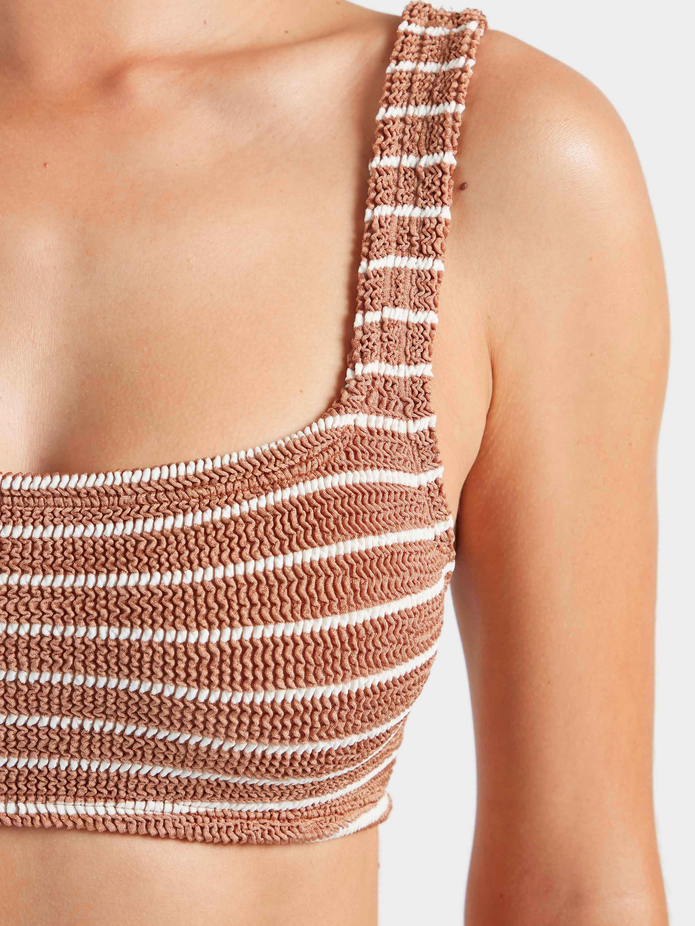 Patricia Bikini - Metallic Cocoa/White Stripe