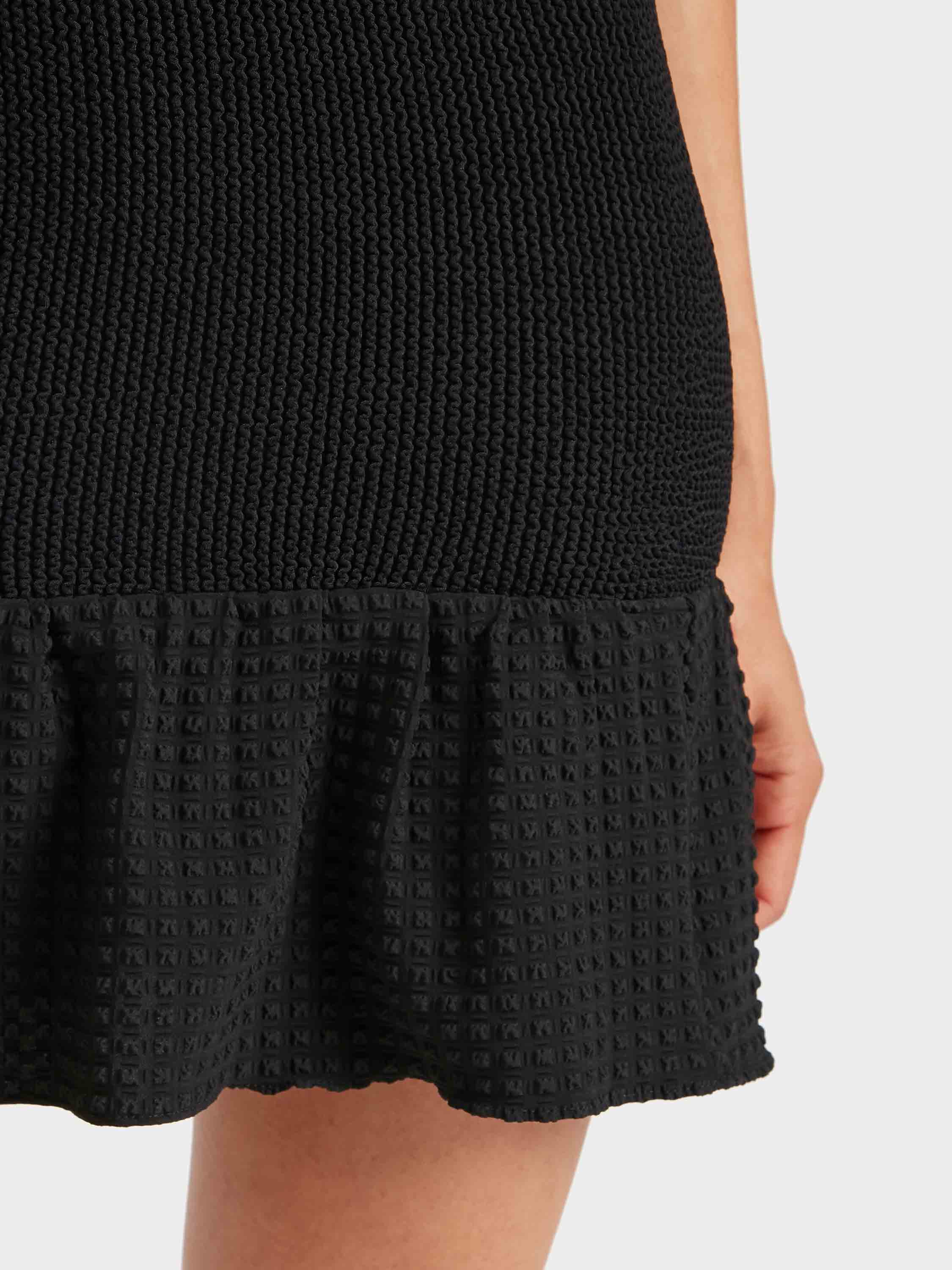 Peplum Seersucker Swimskirt/Tube Top - Black
