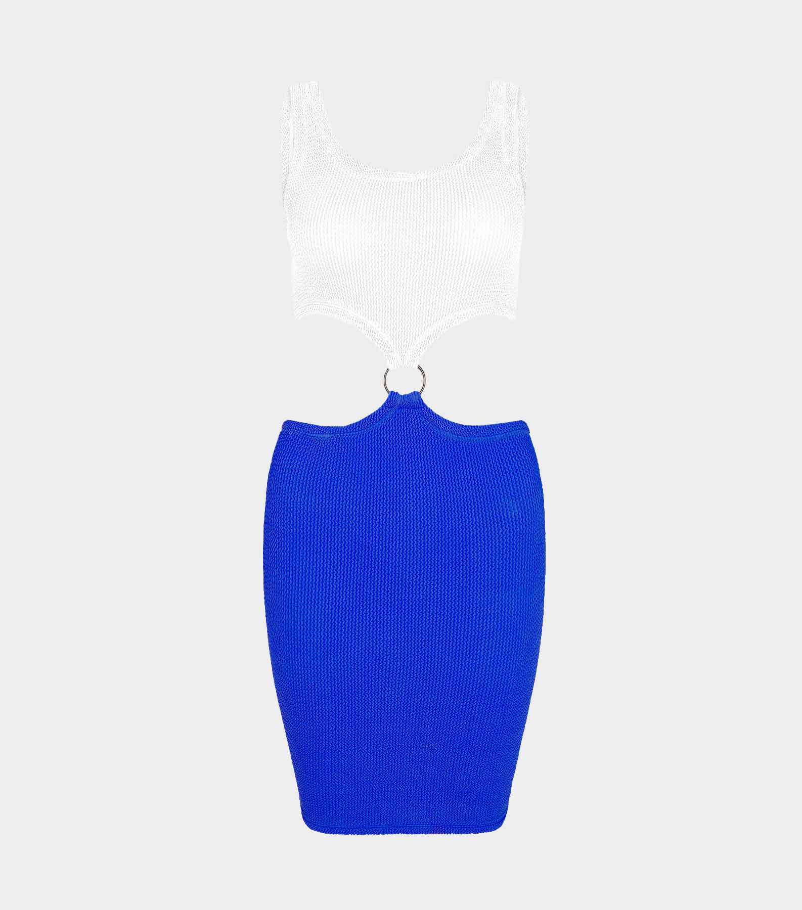 Pretty Woman Dress - White/Royal Blue