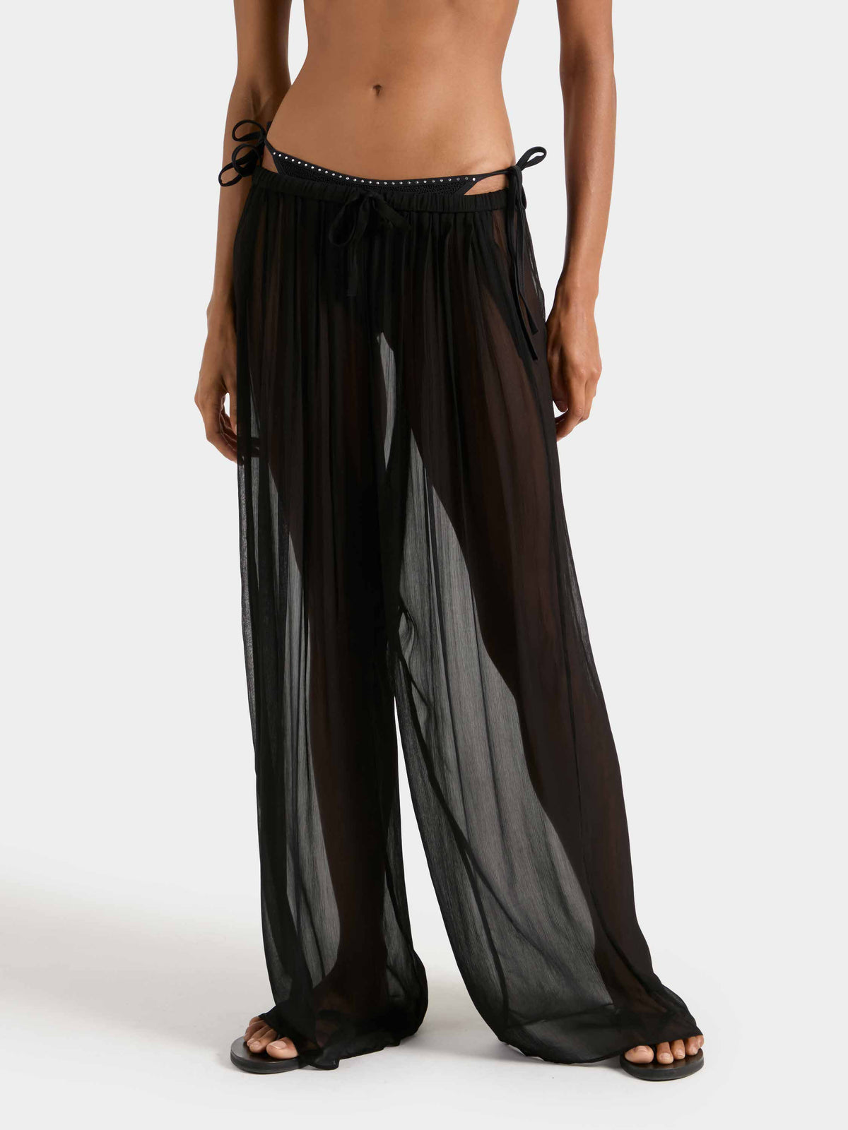 Wide Leg Sheer Pant - Black