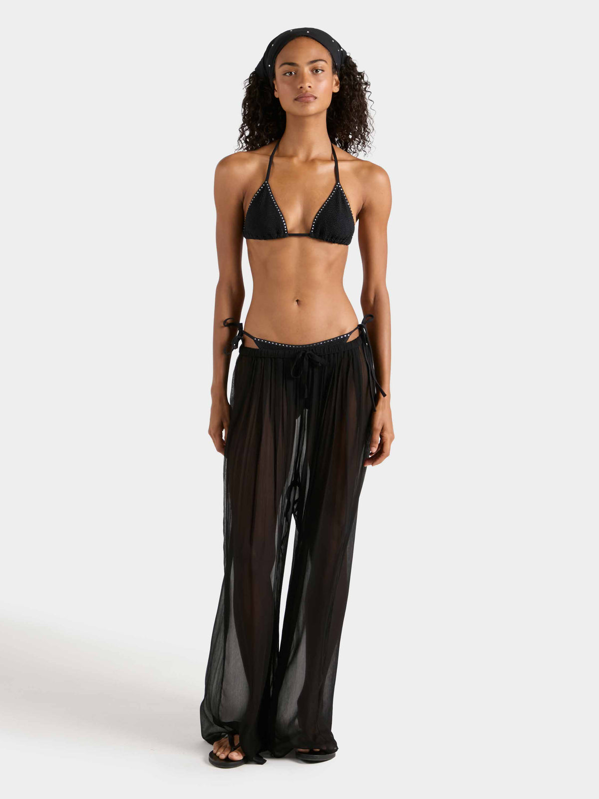 Wide Leg Sheer Pant - Black