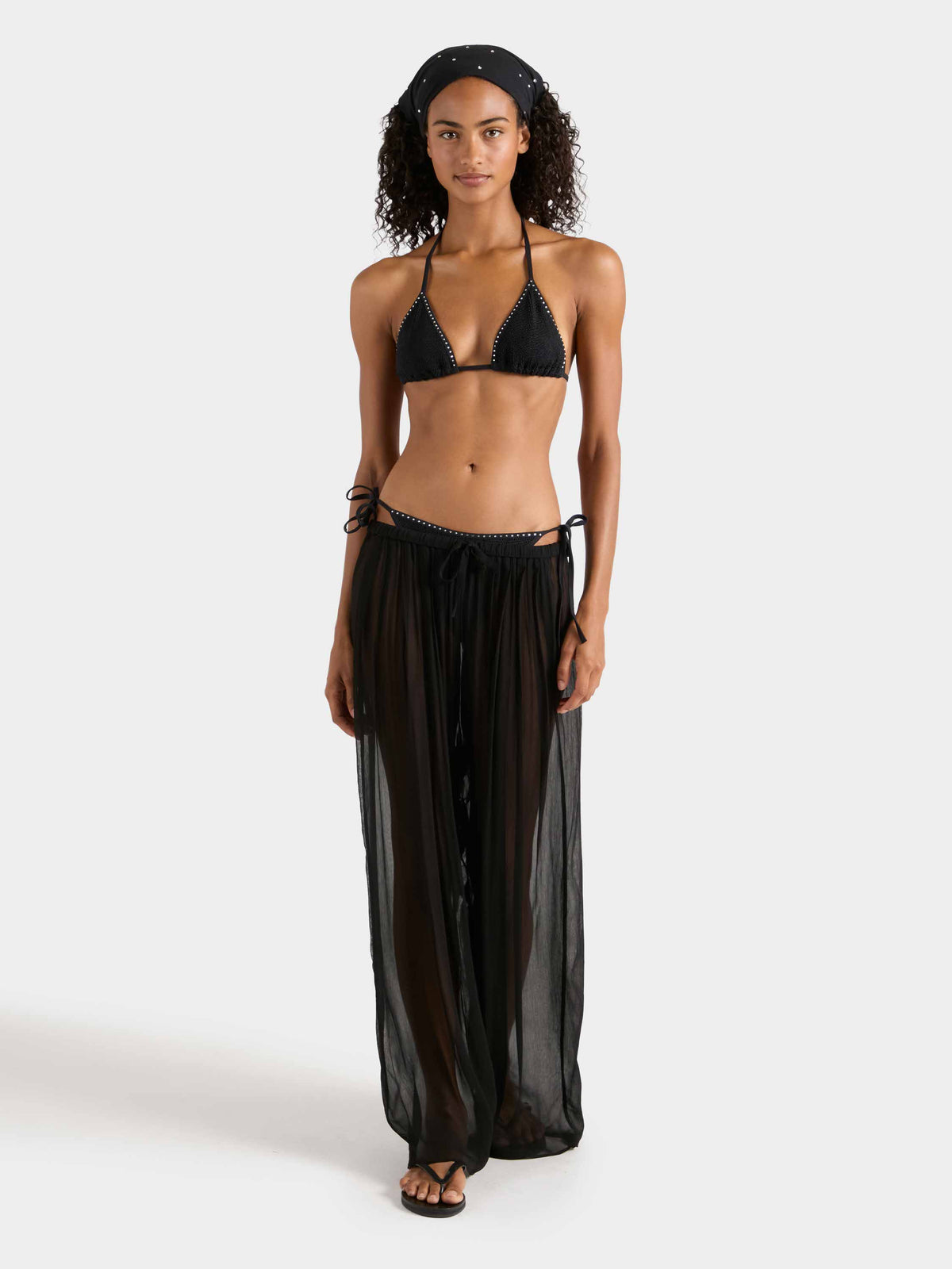 Wide Leg Sheer Pant - Black