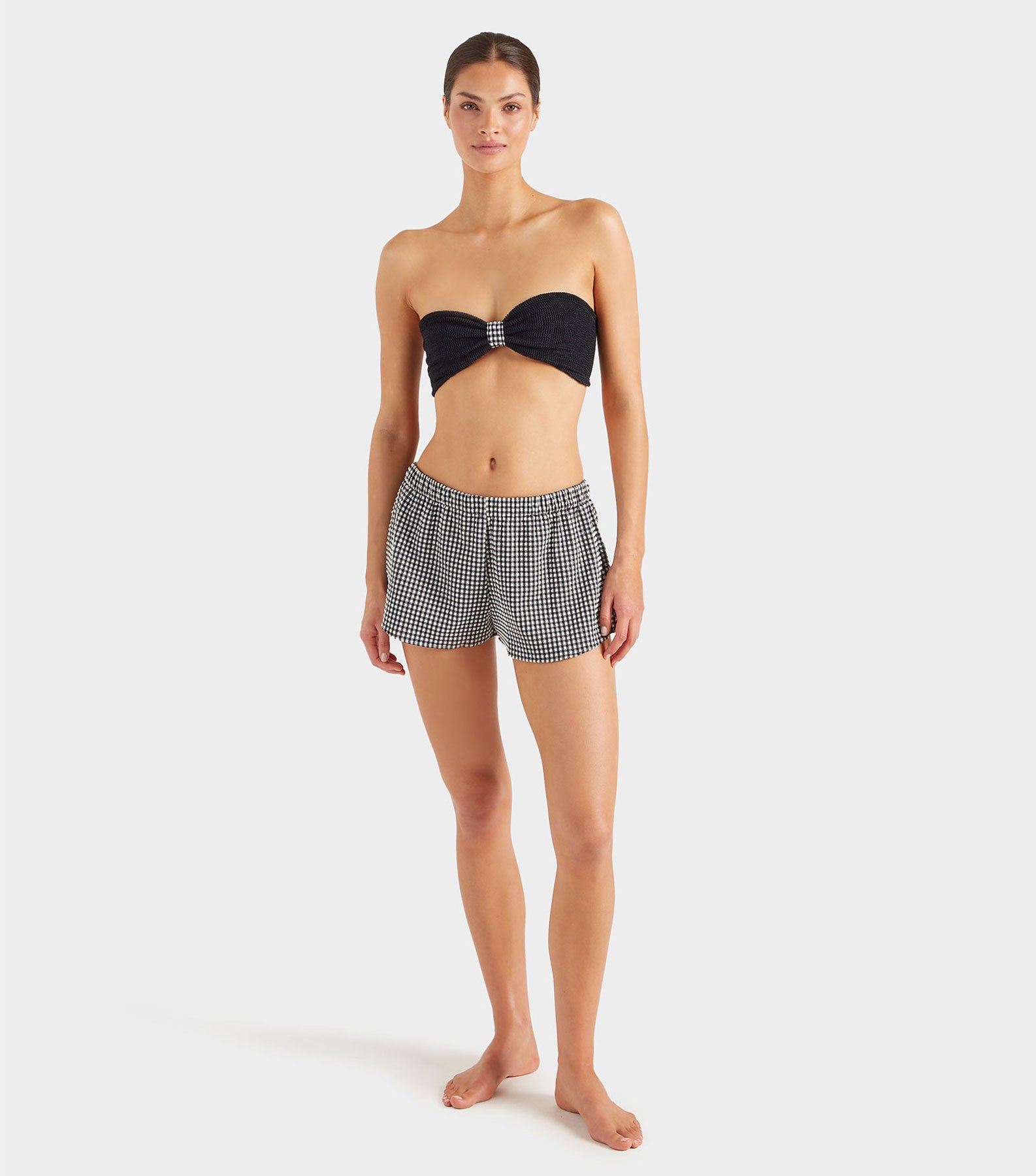 Gingham Seersucker Runner Shorts - Black Gingham