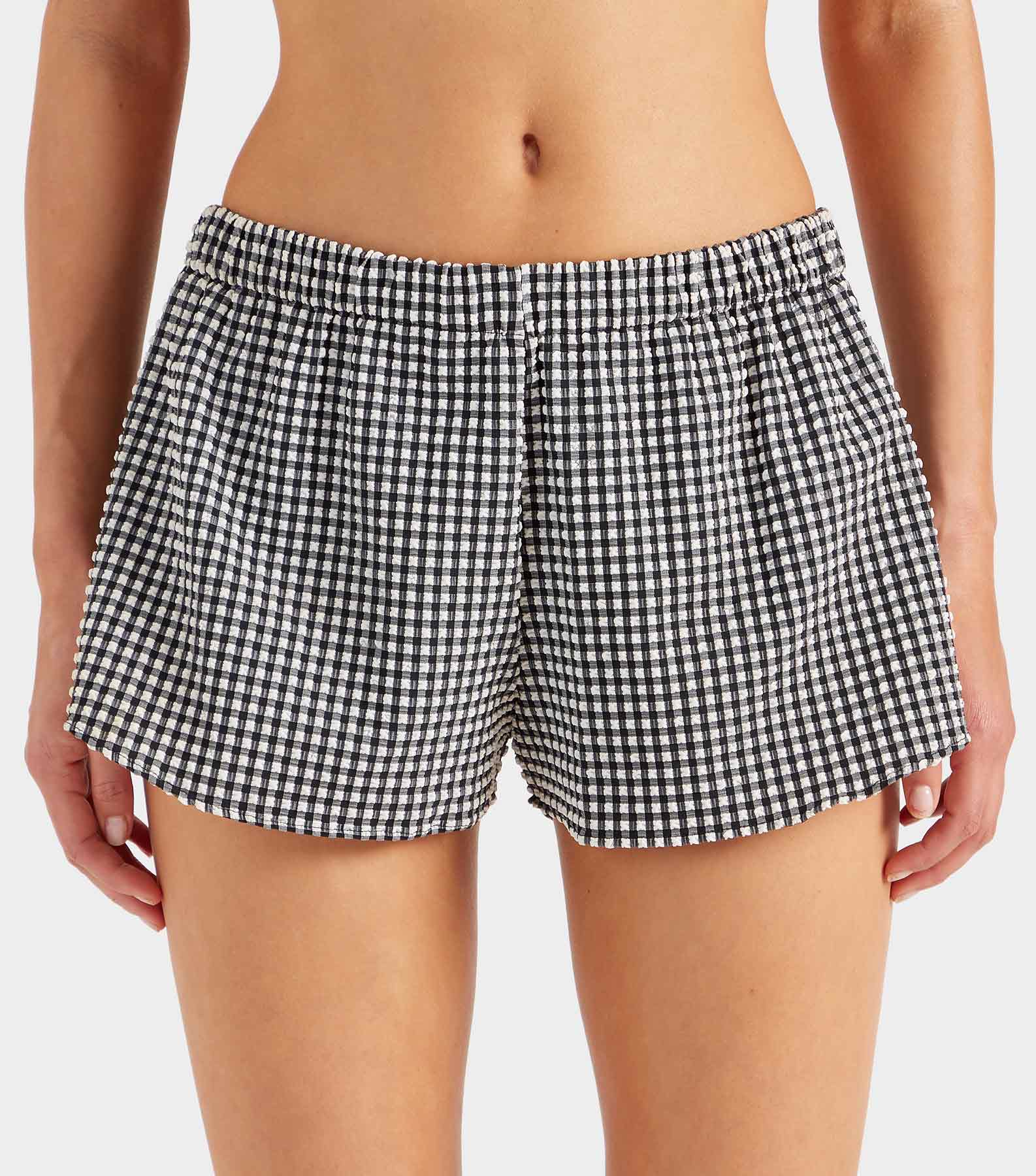 Gingham Seersucker Runner Shorts - Black Gingham