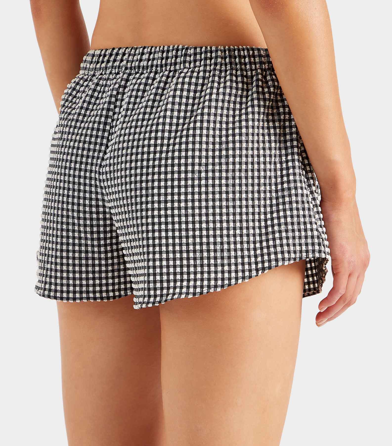 Gingham Seersucker Runner Shorts - Black Gingham