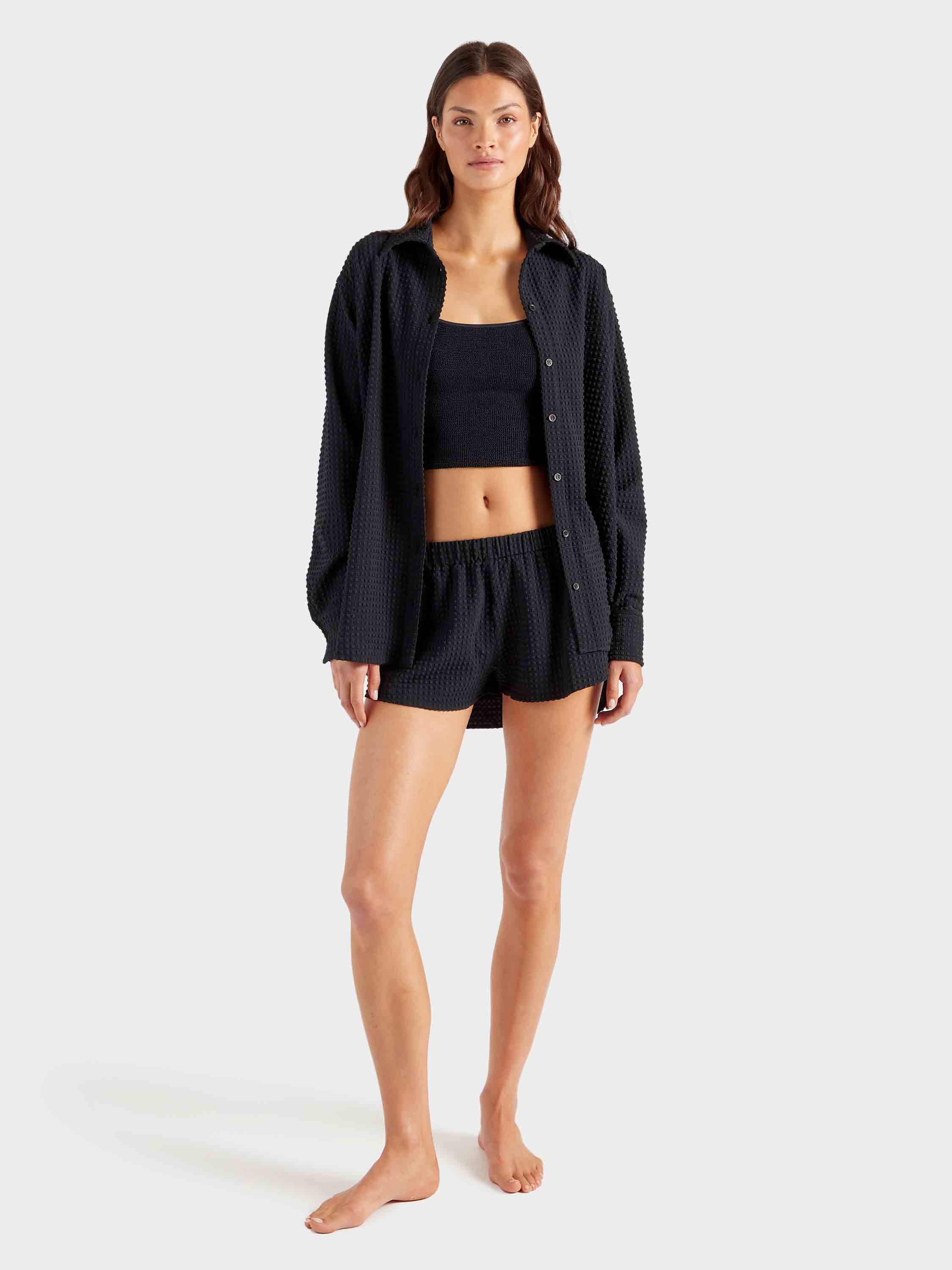 Seersucker Swim Shorts - Black