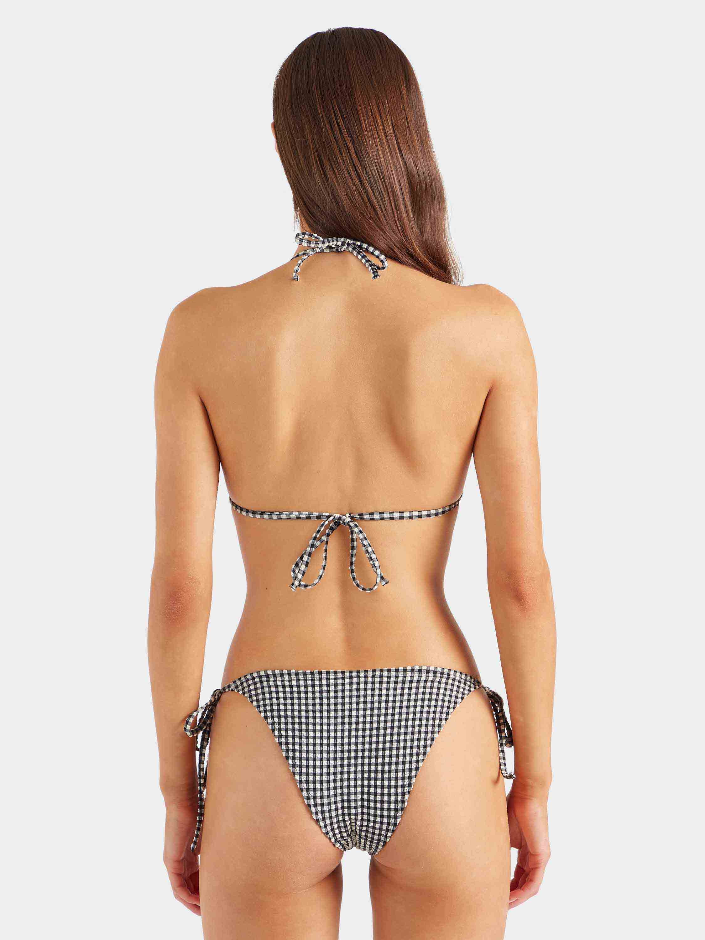 Gingham Seersucker Sabrina Bikini - Black Gingham