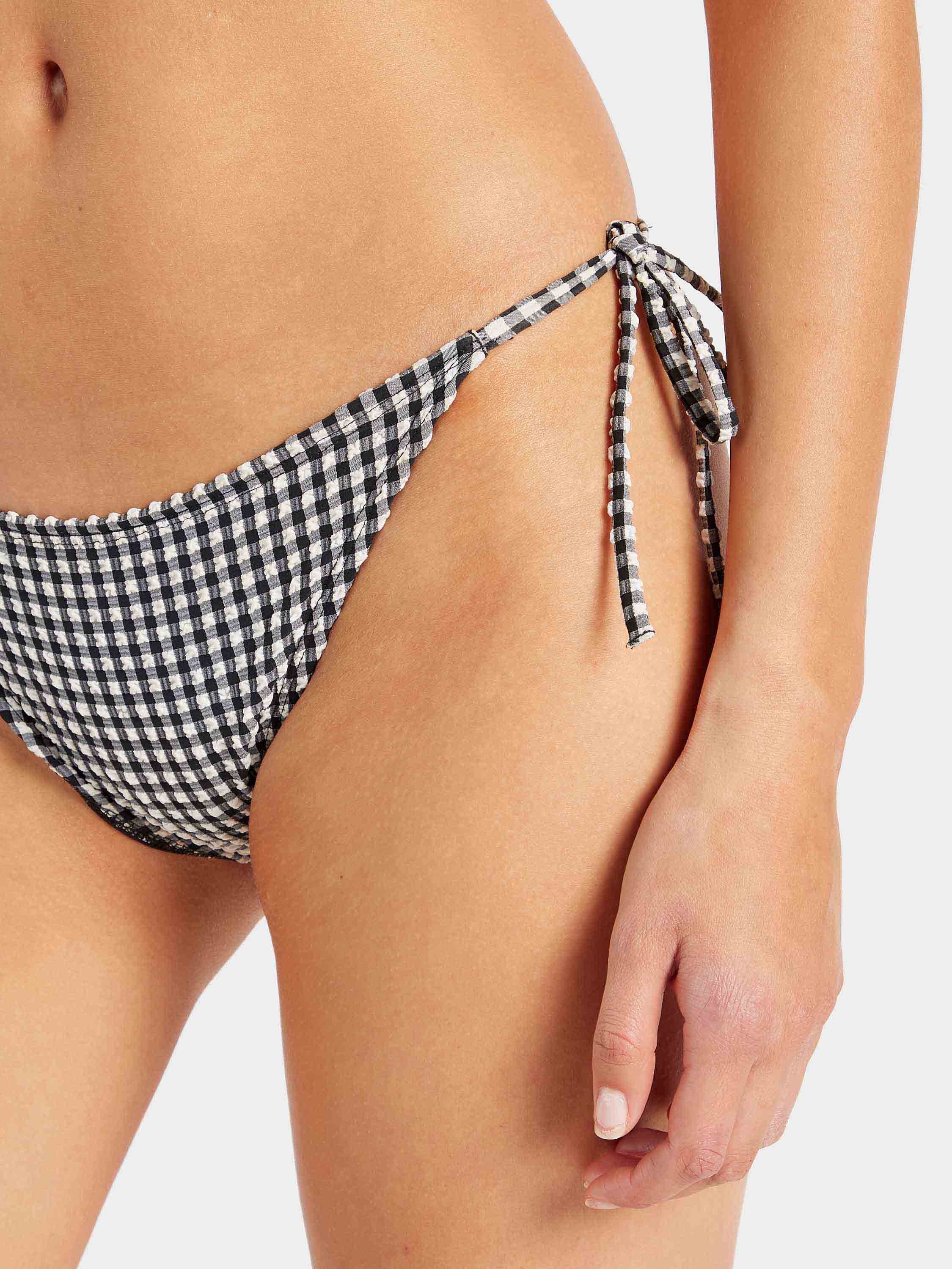 Gingham Seersucker Sabrina Bikini - Black Gingham