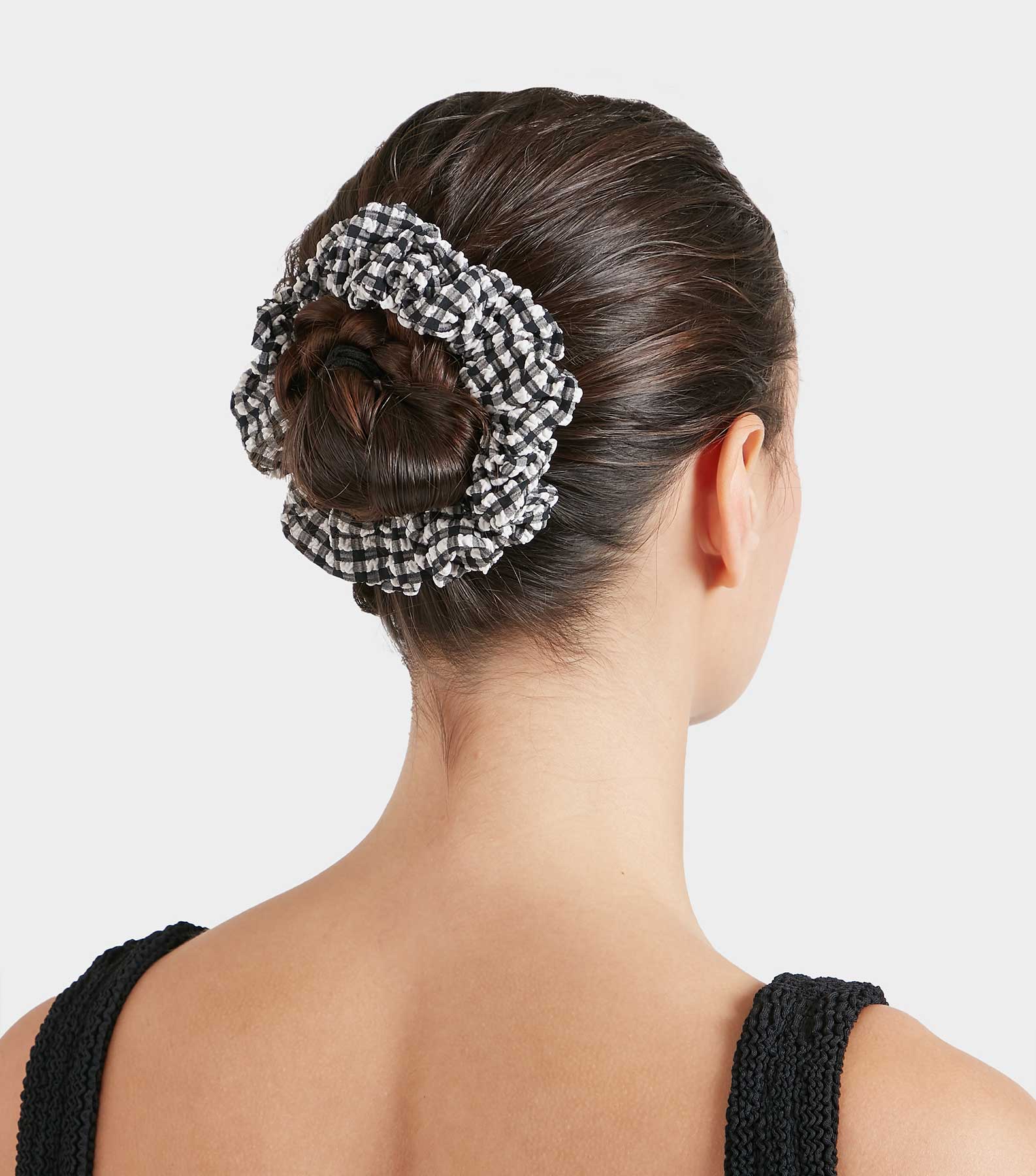 Gingham Seersucker Scrunchie - Black Gingham