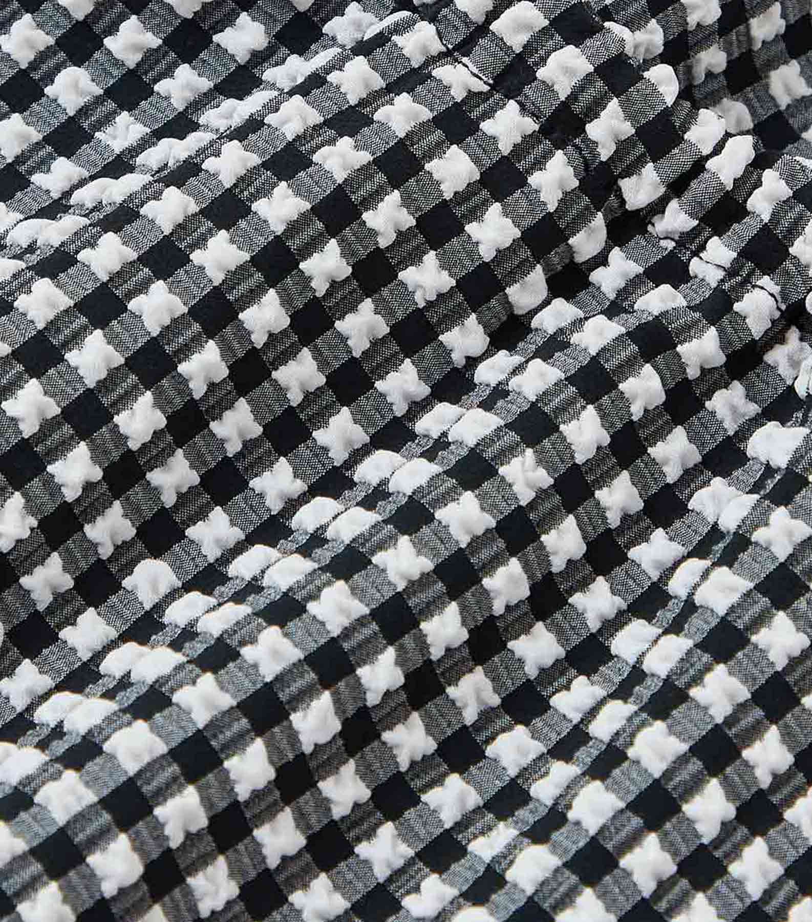 Gingham Seersucker Mini Dress - Black Gingham
