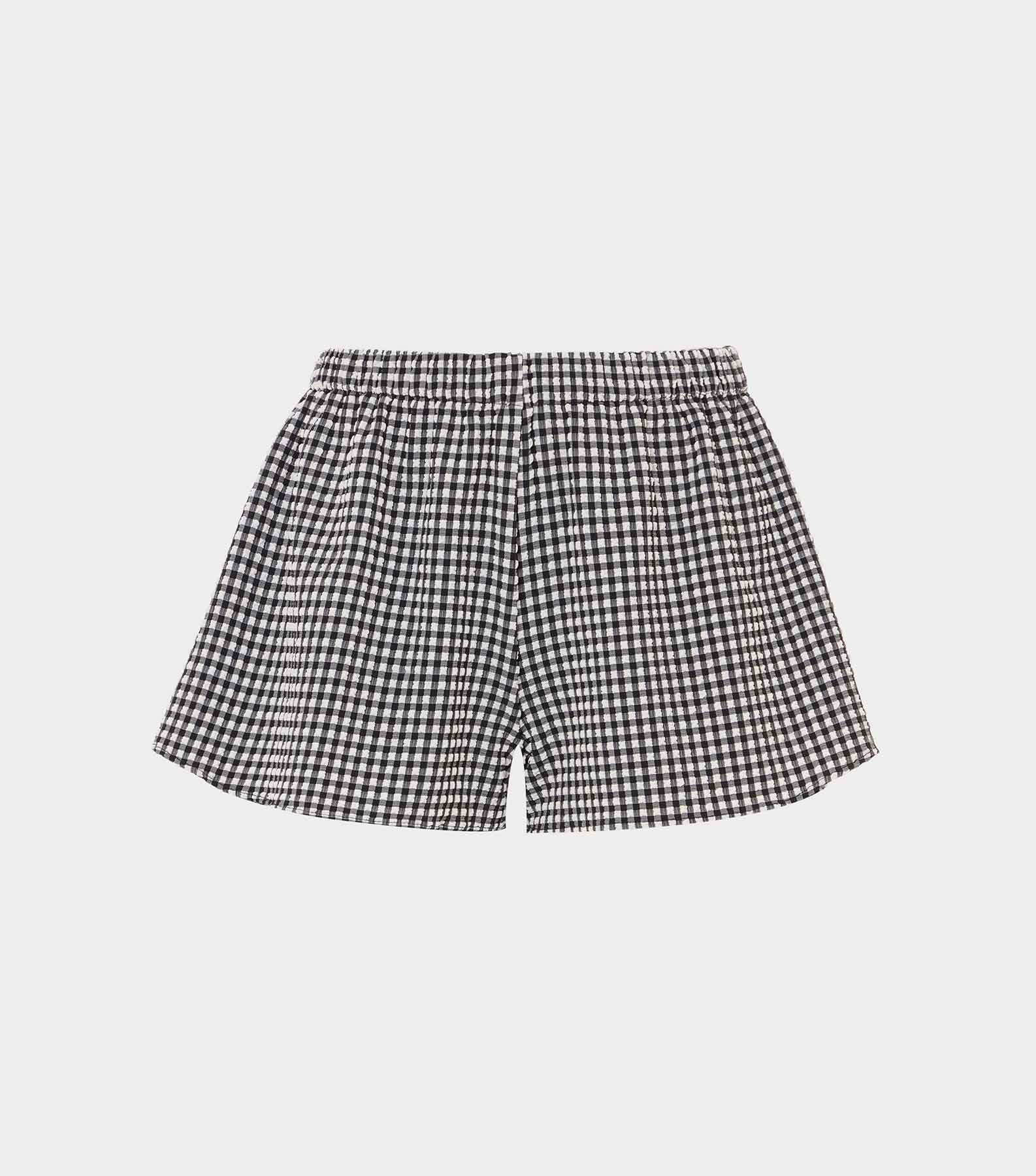 Gingham Seersucker Runner Shorts - Black Gingham