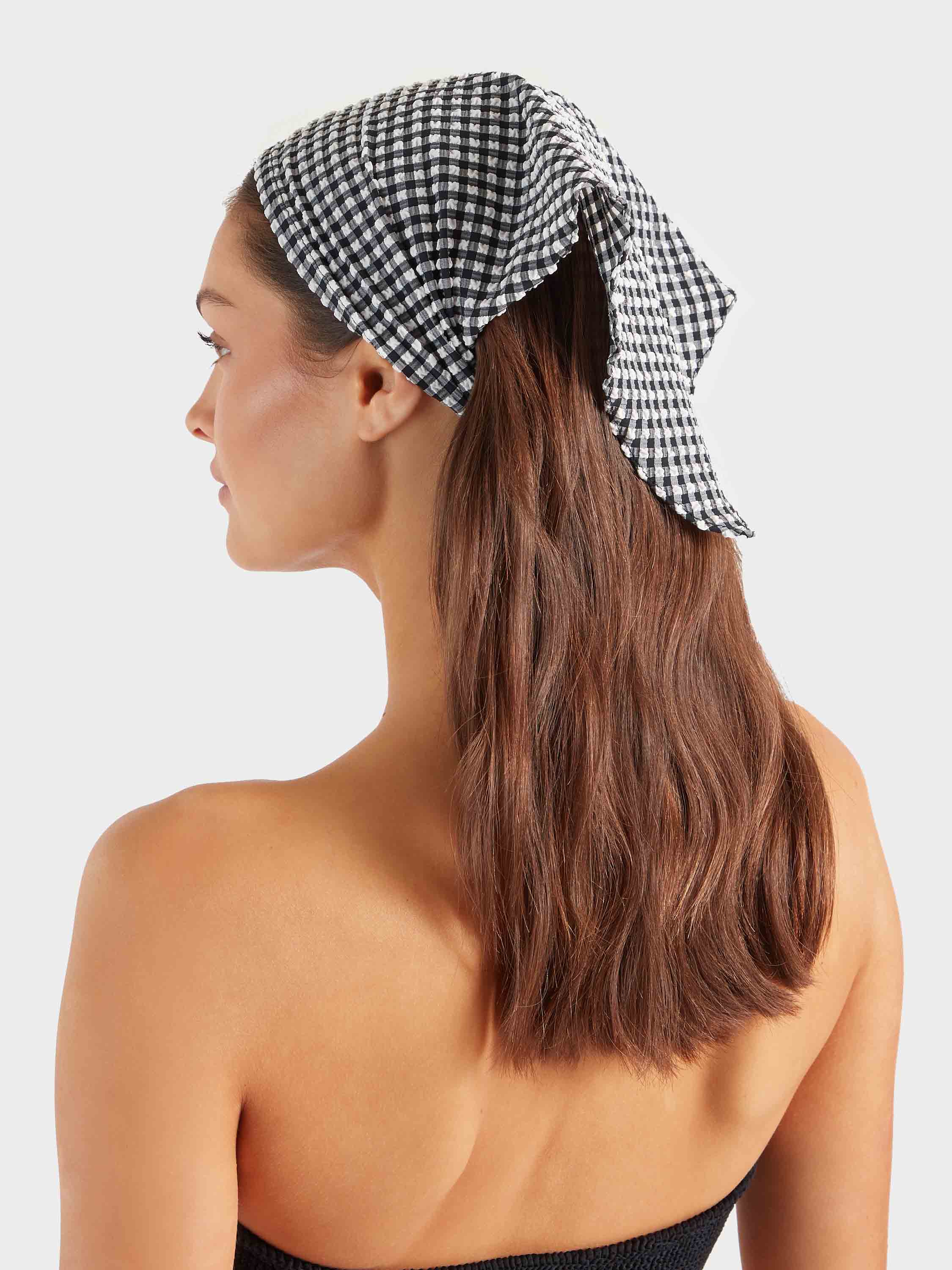 Sofia Gingham Headscarf - Black Gingham