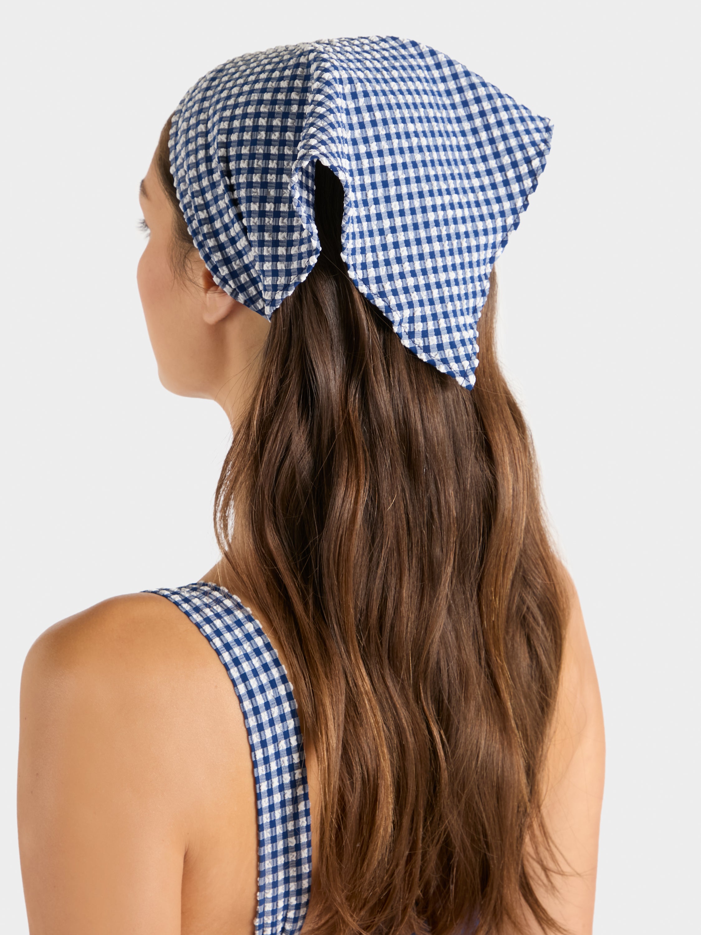 Sofia Gingham Headscarf - Navy Gingham